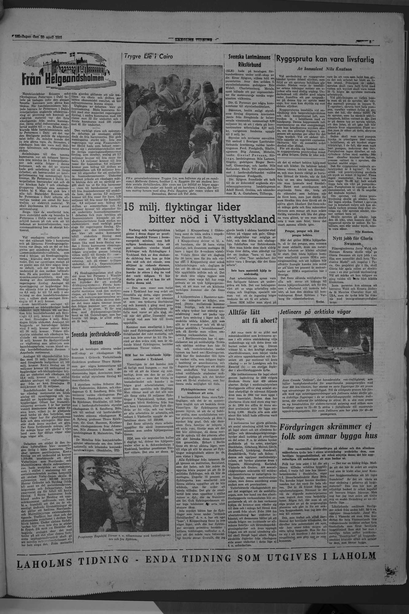 Laholms Tidning Måndag 30 april 1951, sida 5