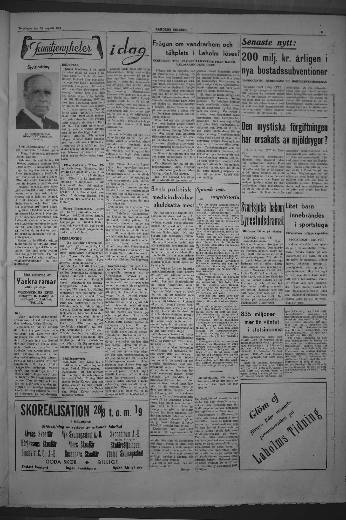 Laholms Tidning Torsdag 30 augusti 1951, sida 3