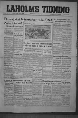 Förstasidan, Tisdag 30 januari 1951