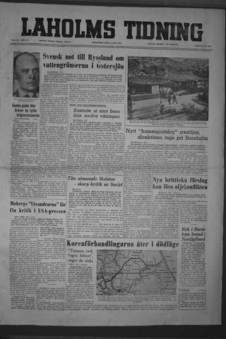 Förstasidan, Måndag 30 juli 1951