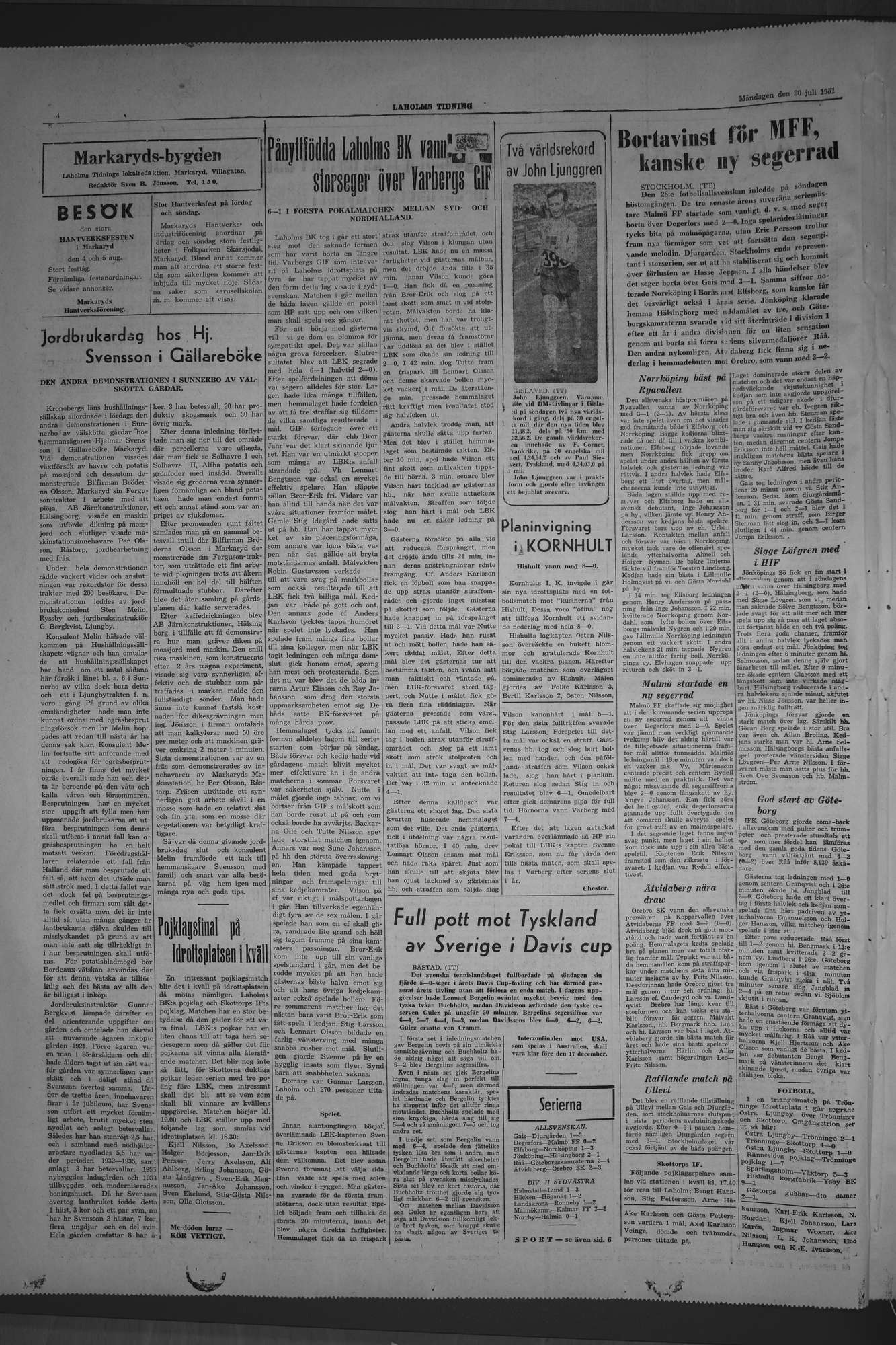 Laholms Tidning Måndag 30 juli 1951, sida 4