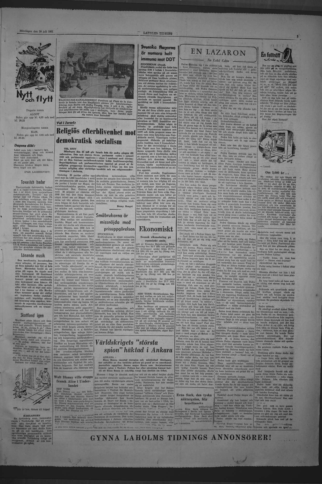 Laholms Tidning Måndag 30 juli 1951, sida 5