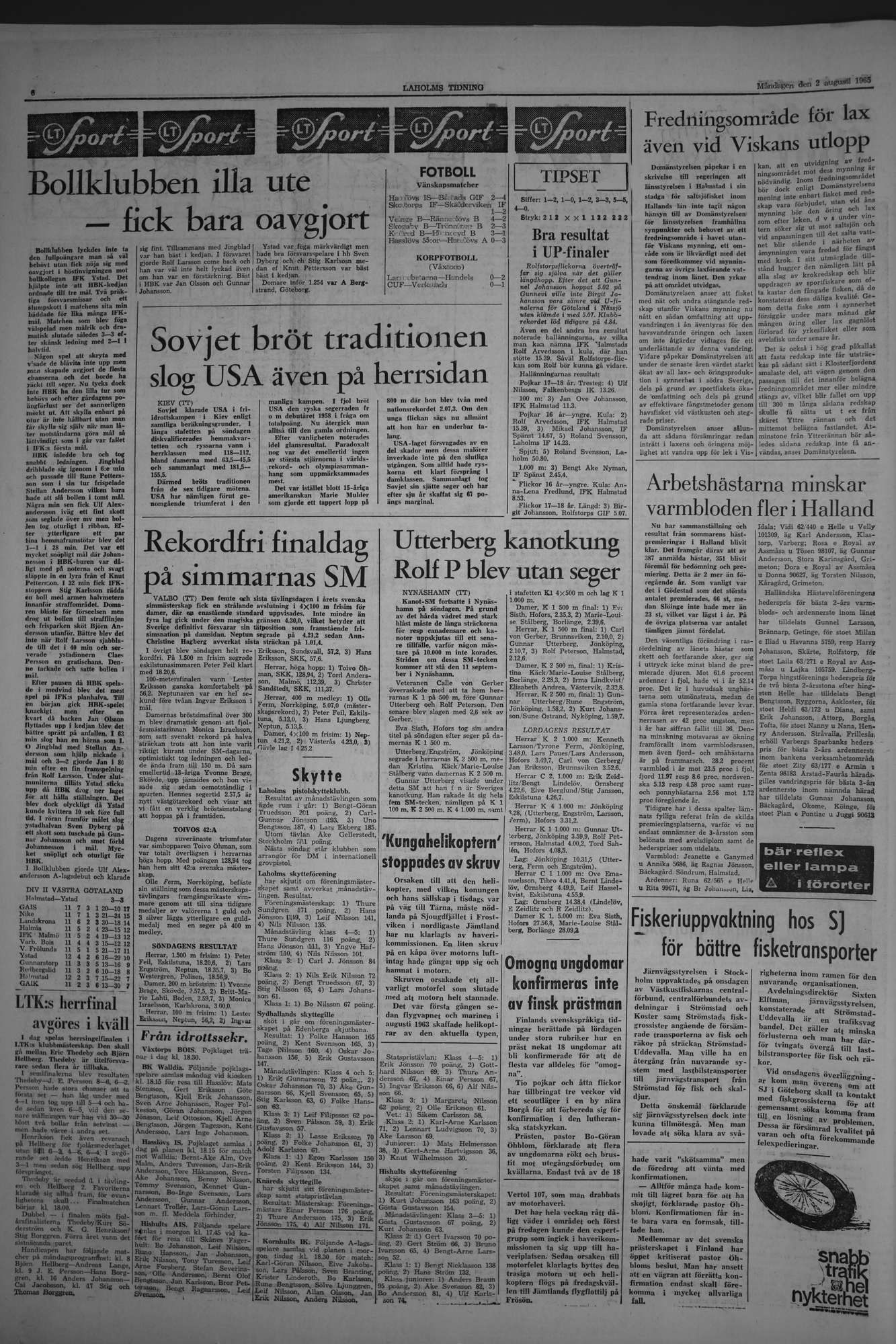 Laholms Tidning Måndag 2 augusti 1965, sida 6
