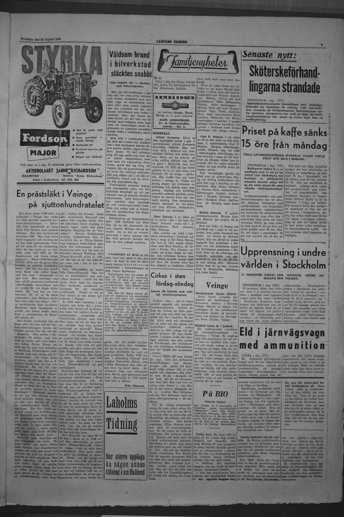 Laholms Tidning Fredag 31 augusti 1951, sida 3