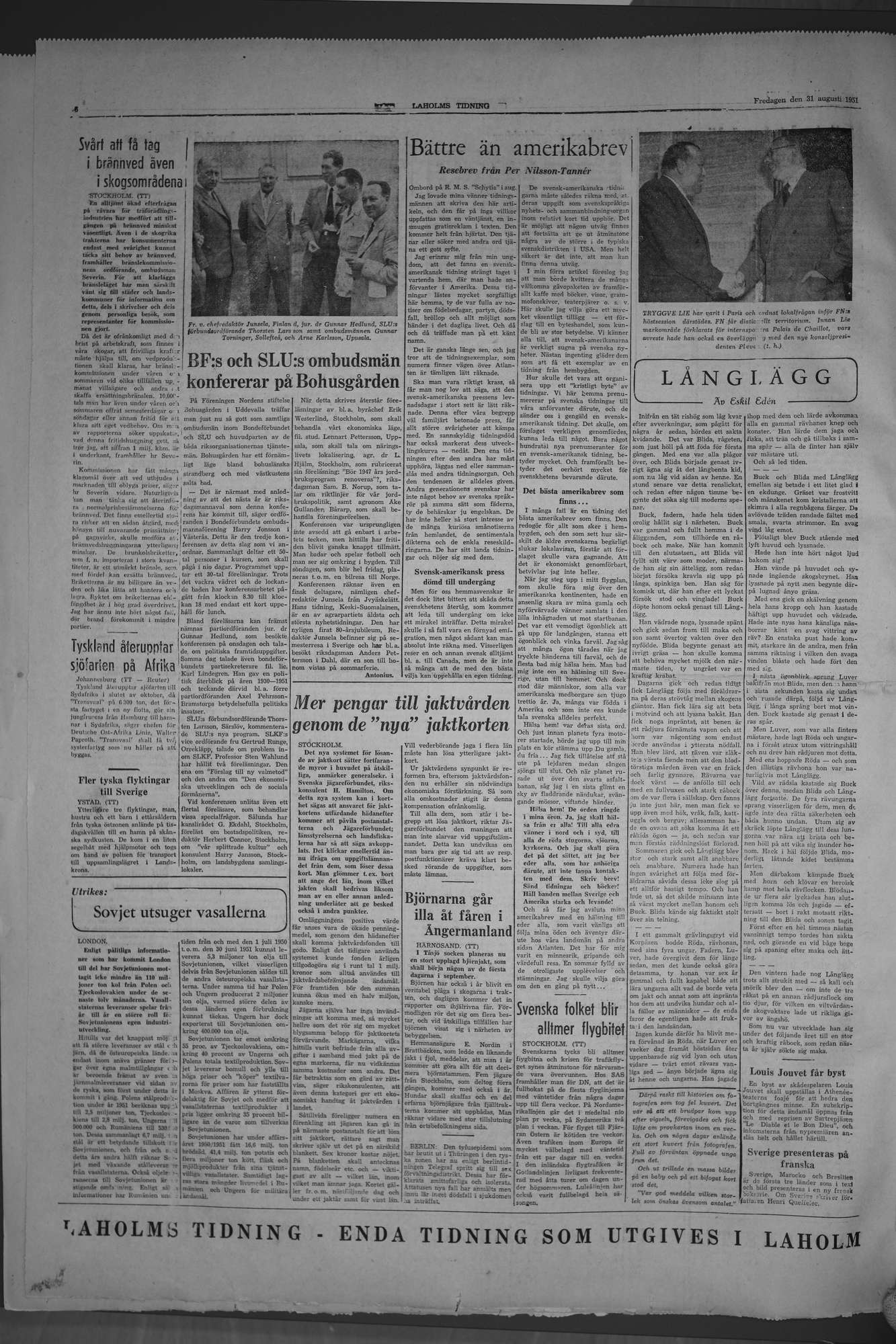 Laholms Tidning Fredag 31 augusti 1951, sida 6