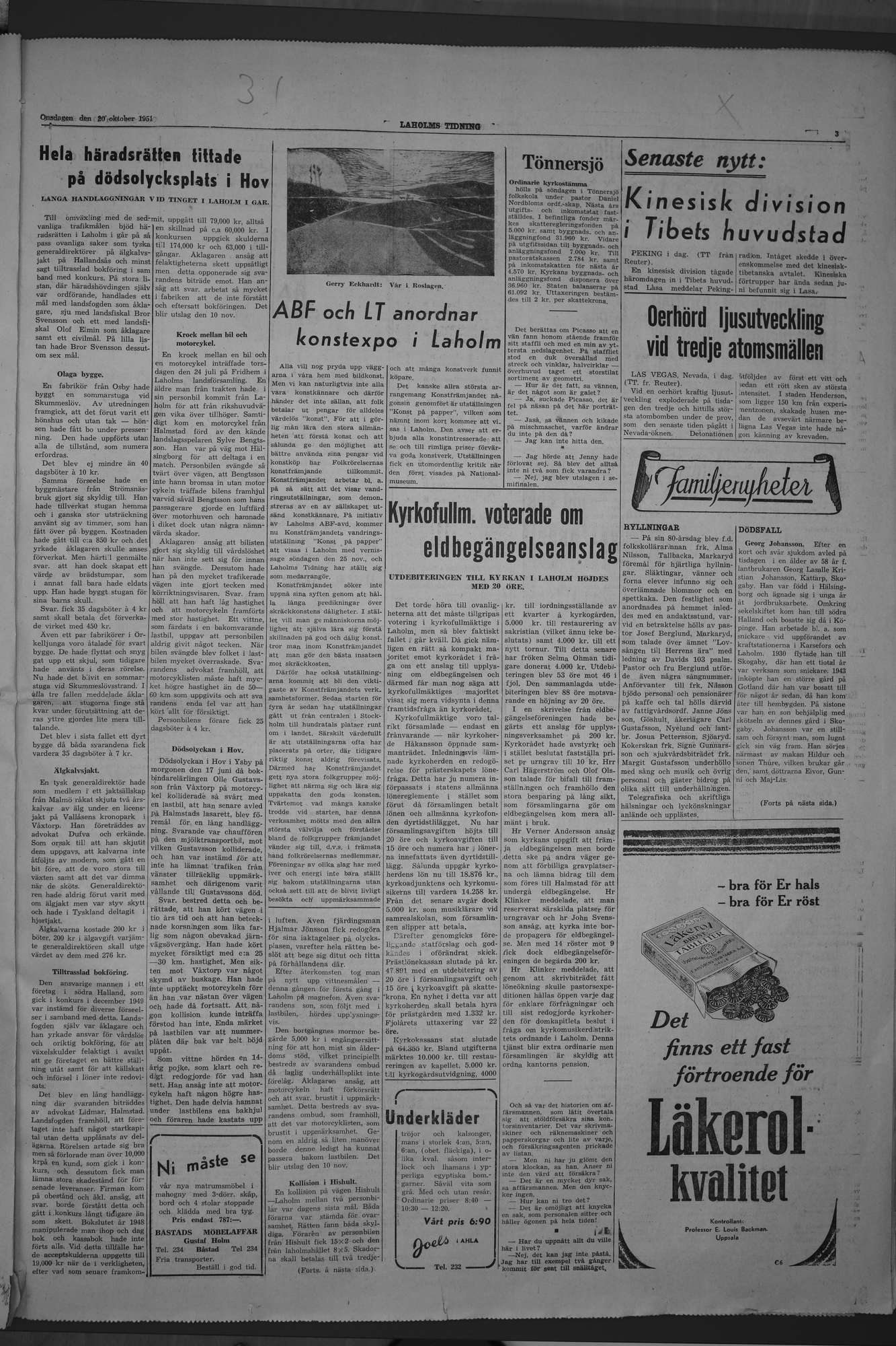 Laholms Tidning Onsdag 31 oktober 1951, sida 5