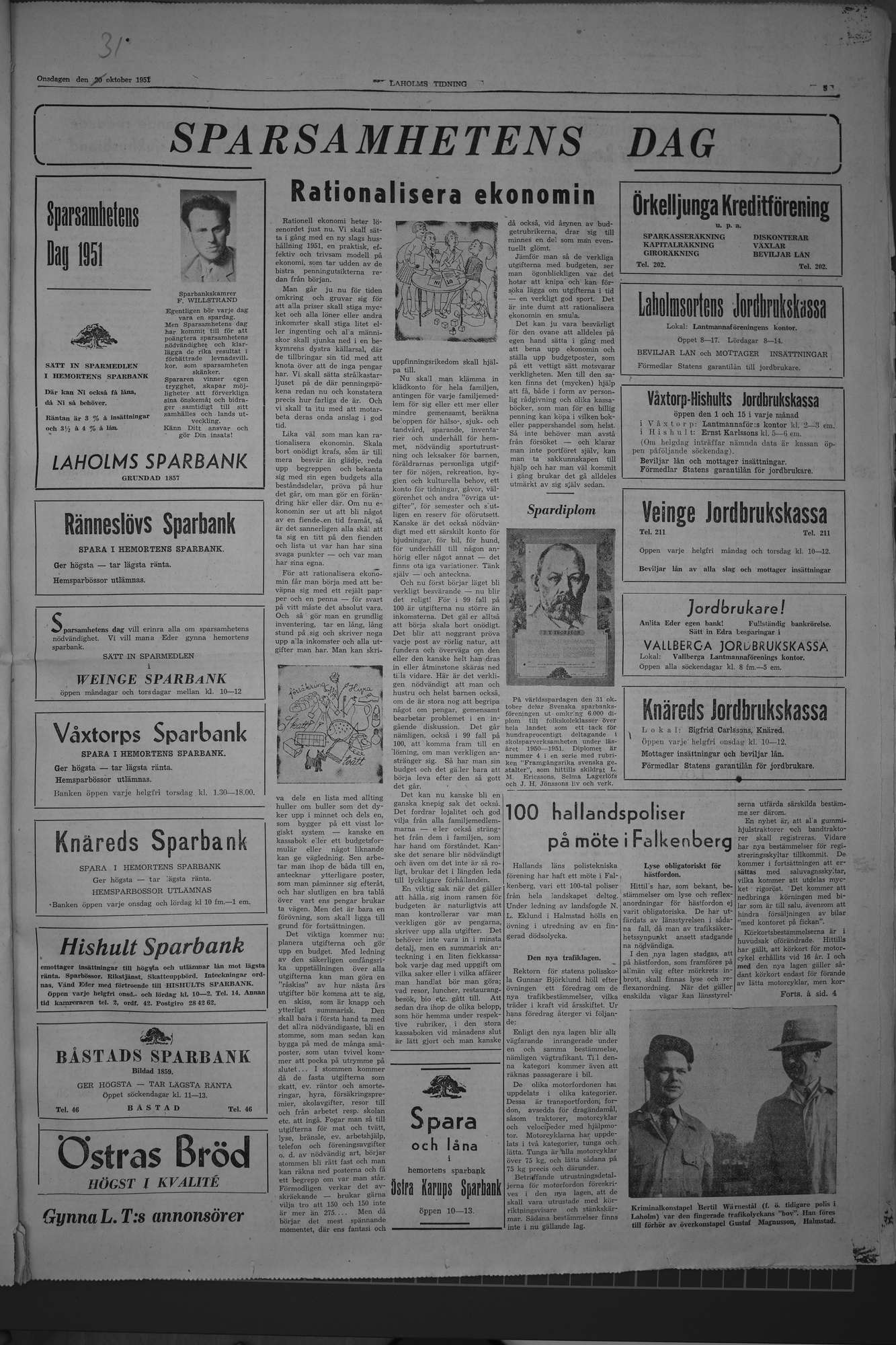 Laholms Tidning Onsdag 31 oktober 1951, sida 7