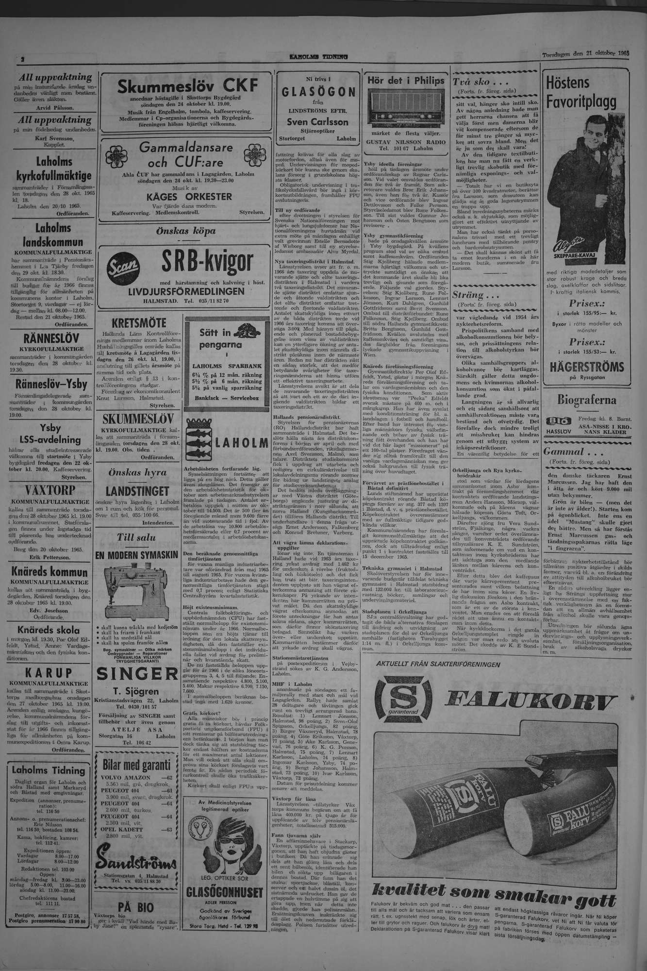 Laholms Tidning Torsdag 21 oktober 1965, sida 2