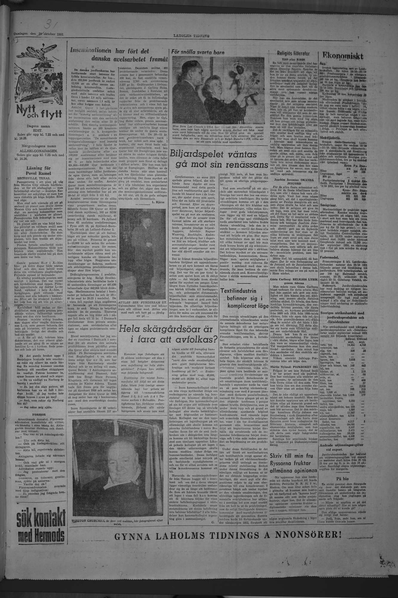 Laholms Tidning Onsdag 31 oktober 1951, sida 9