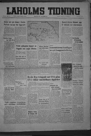 Förstasidan, Tisdag 4 december 1951