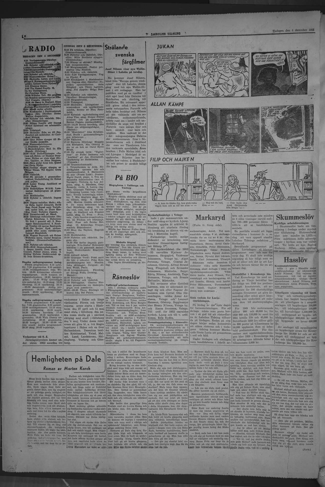Laholms Tidning Tisdag 4 december 1951, sida 6