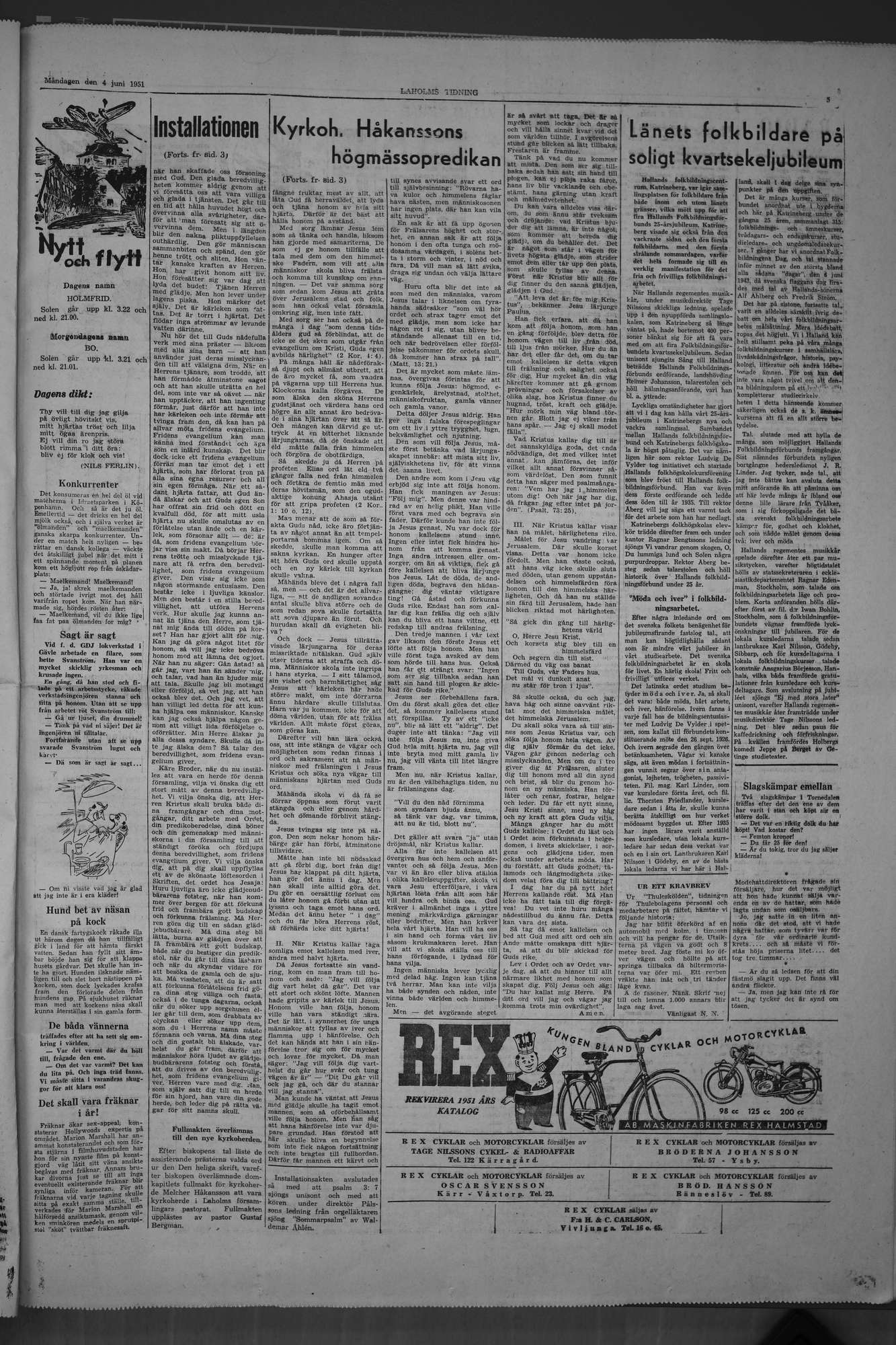 Laholms Tidning Måndag 4 juni 1951, sida 5