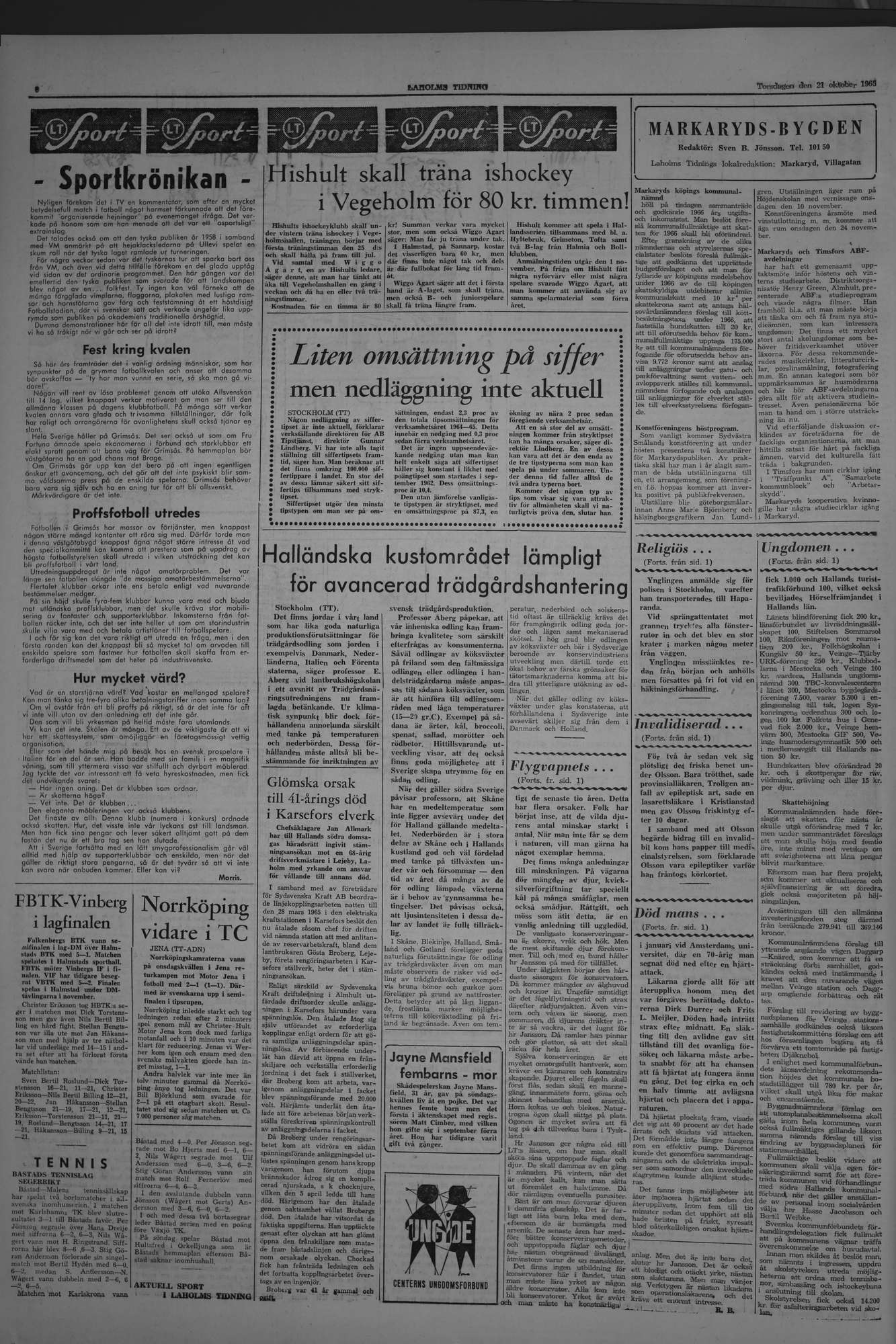 Laholms Tidning Torsdag 21 oktober 1965, sida 6