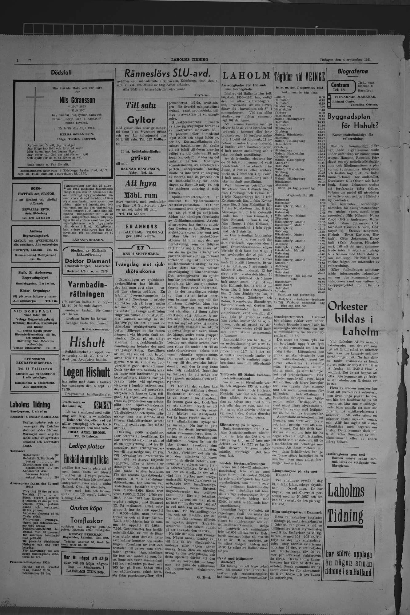 Laholms Tidning Tisdag 4 september 1951, sida 2