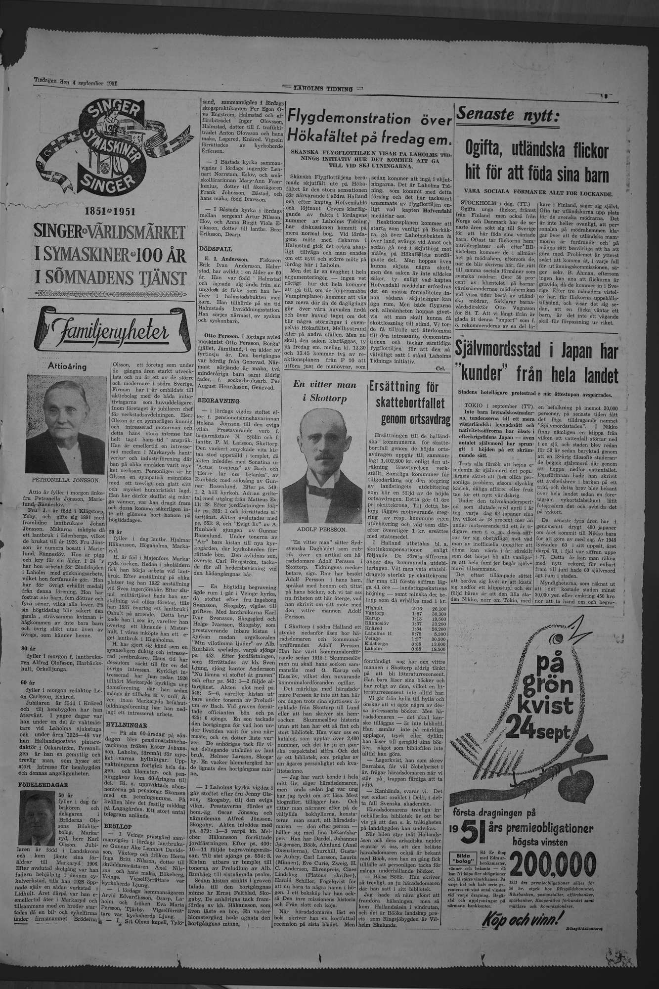 Laholms Tidning Tisdag 4 september 1951, sida 3