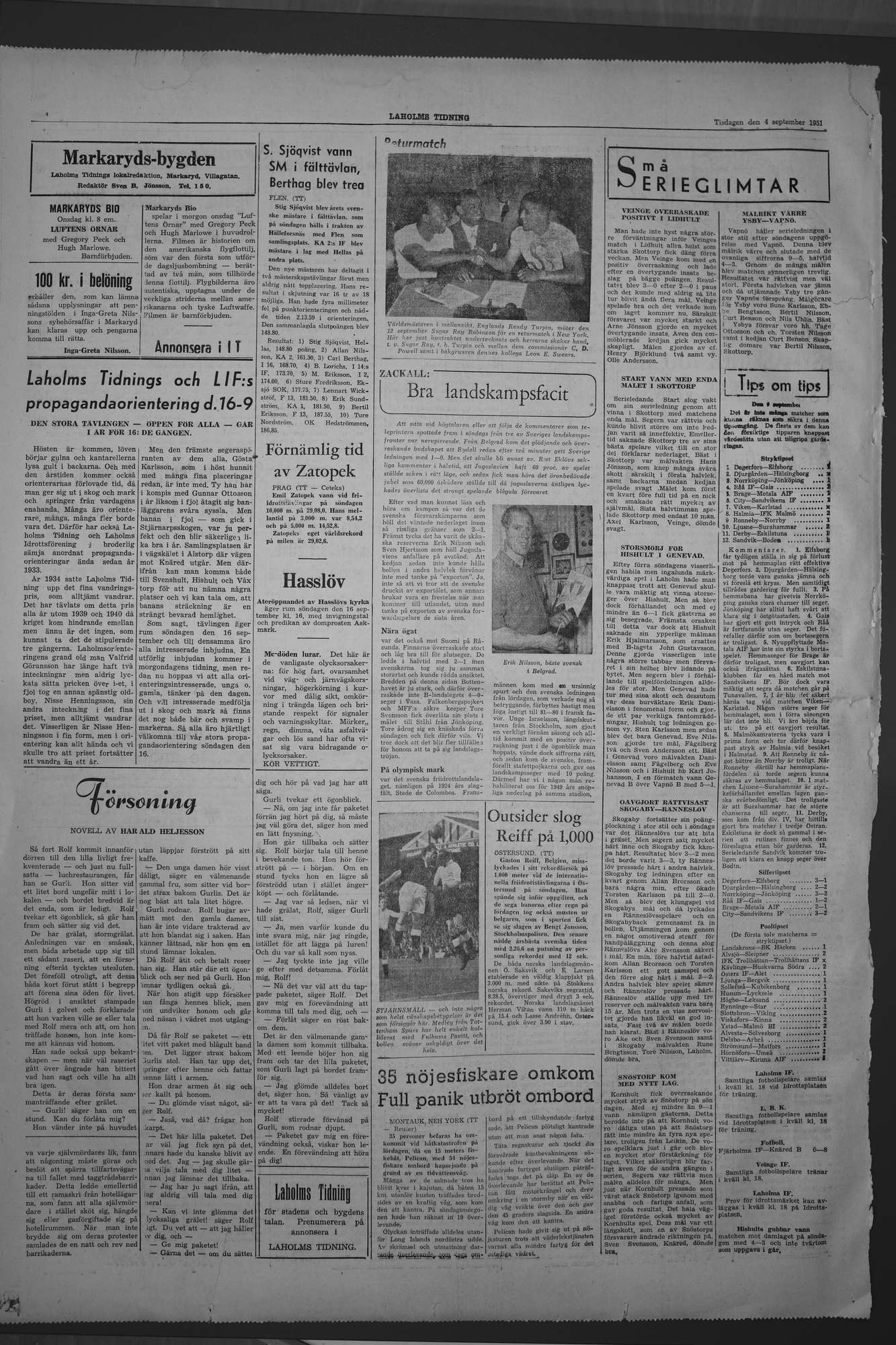 Laholms Tidning Tisdag 4 september 1951, sida 4