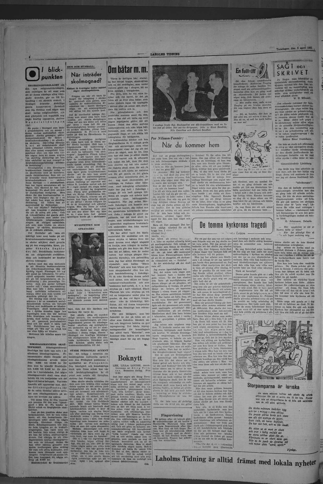 Laholms Tidning Torsdag 5 april 1951, sida 6