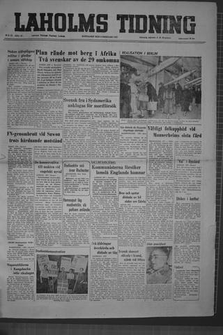 Förstasidan, Måndag 5 februari 1951