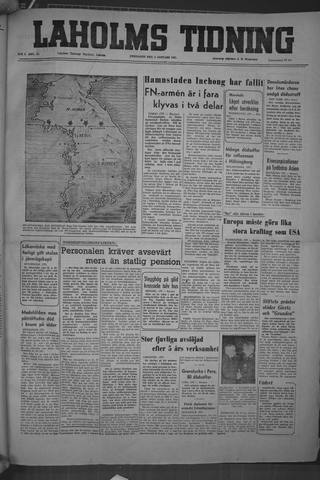 Förstasidan, Fredag 5 januari 1951