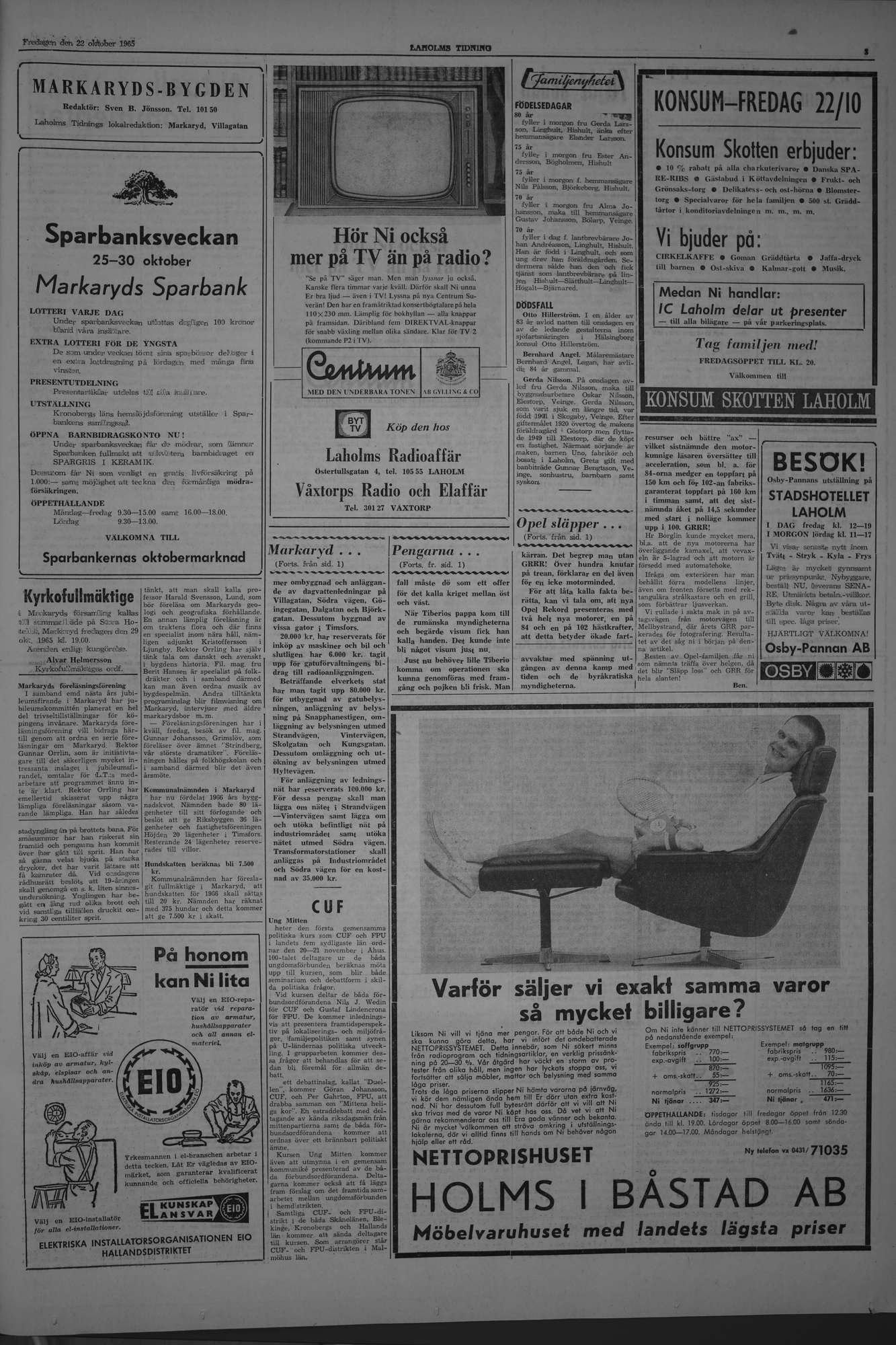 Laholms Tidning Fredag 22 oktober 1965, sida 3