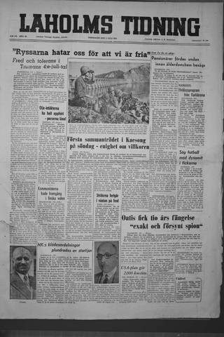 Förstasidan, Torsdag 5 juli 1951