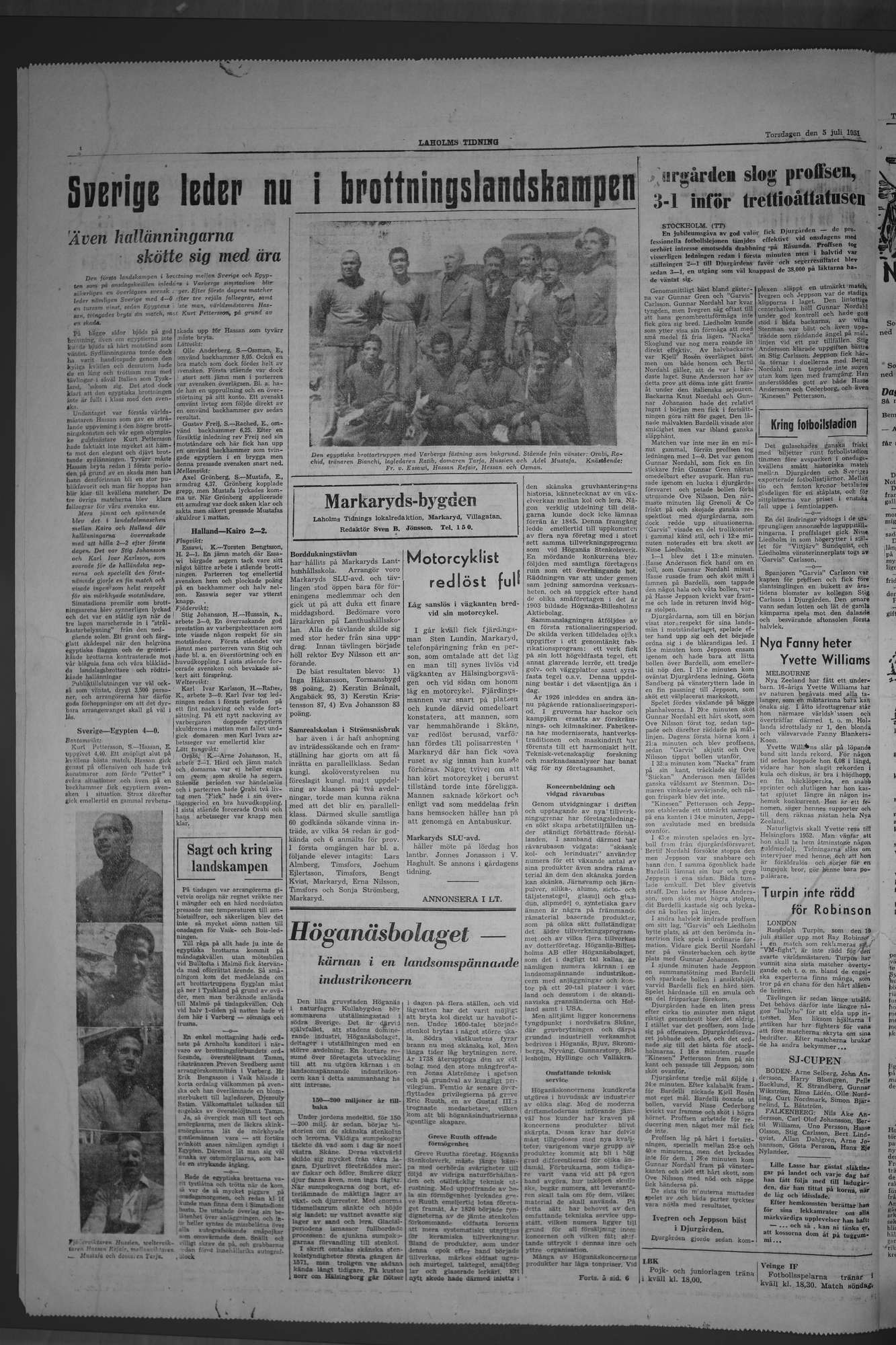 Laholms Tidning Torsdag 5 juli 1951, sida 4