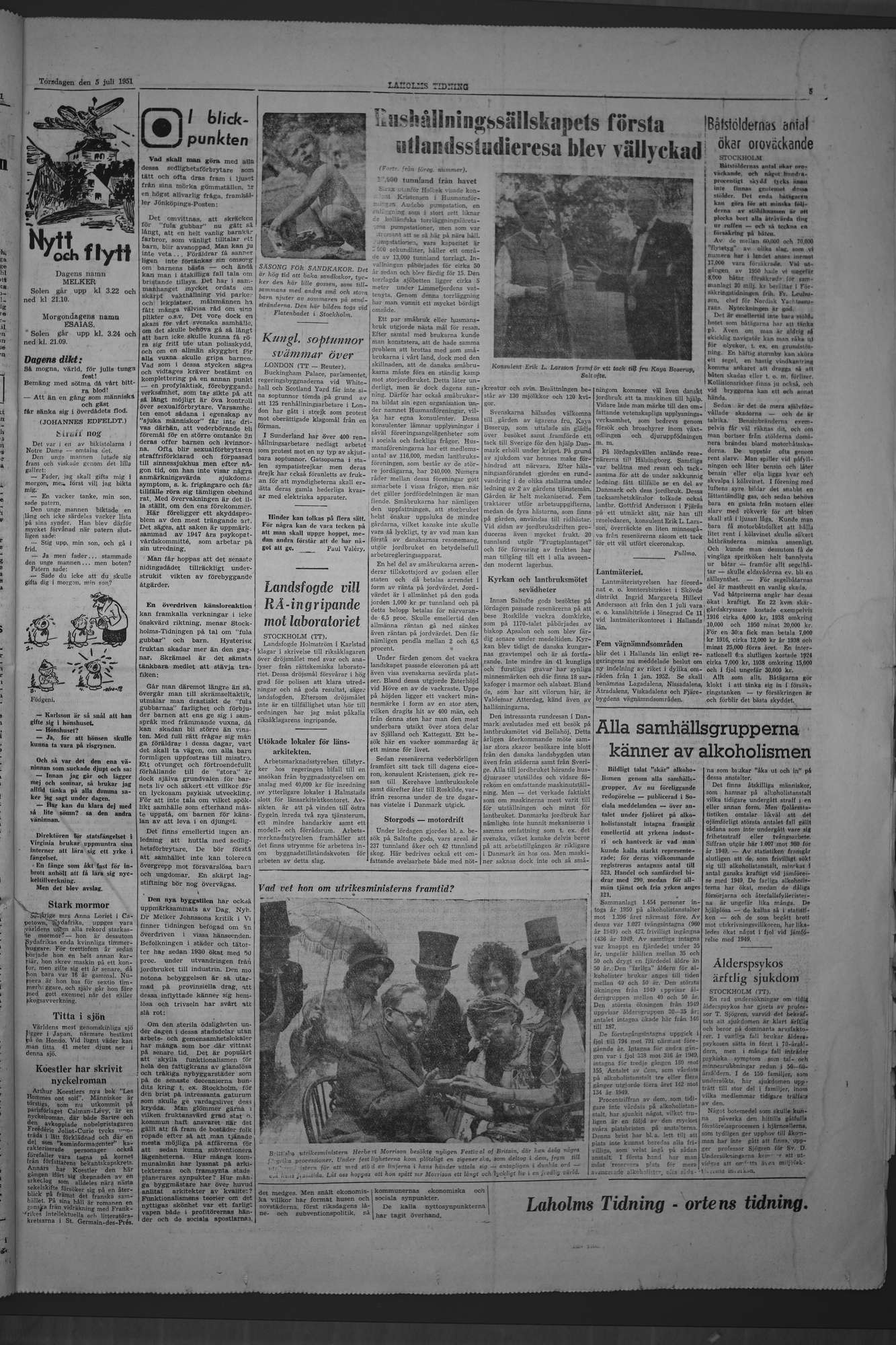 Laholms Tidning Torsdag 5 juli 1951, sida 5