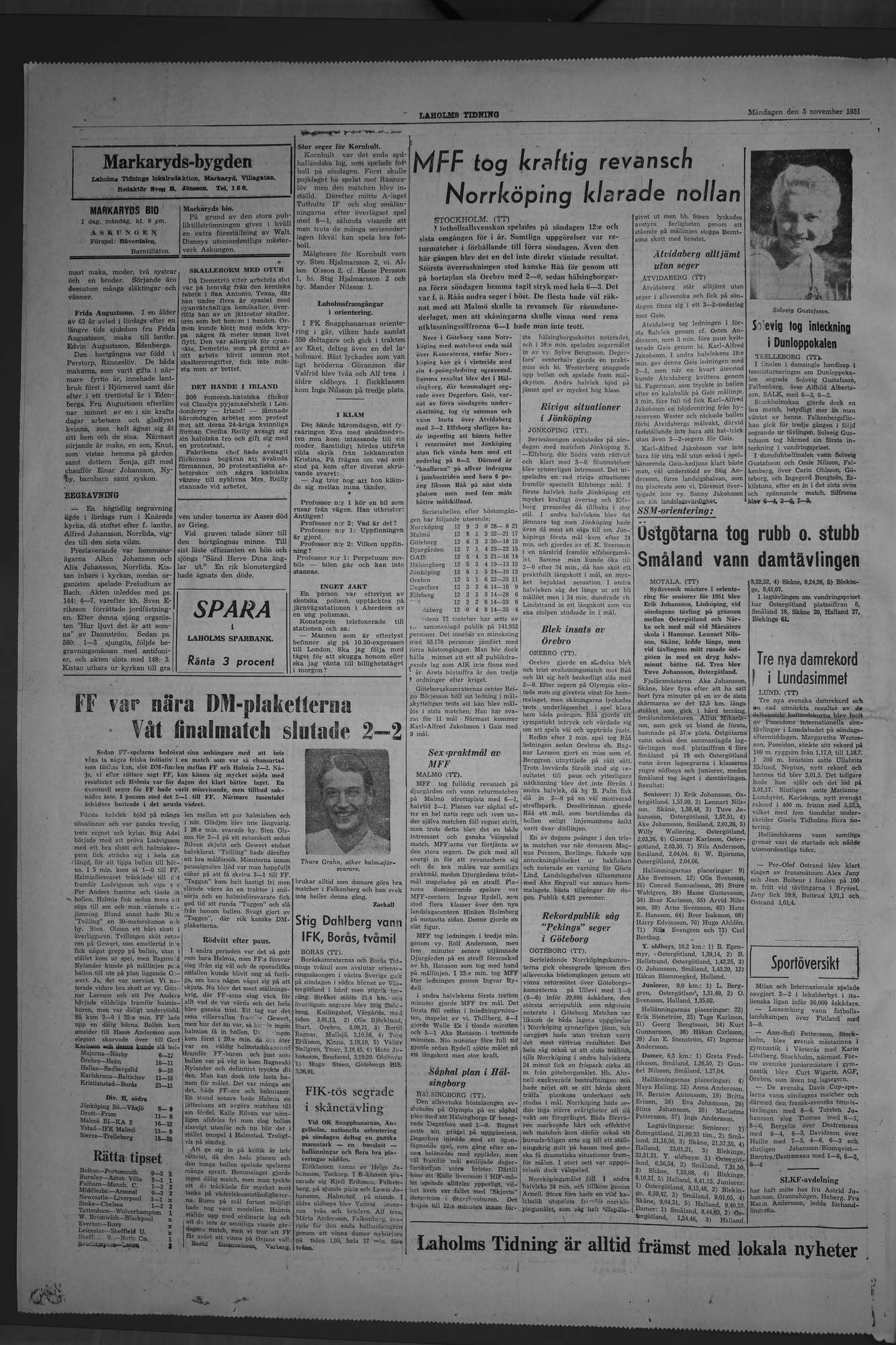Laholms Tidning Måndag 5 november 1951, sida 4