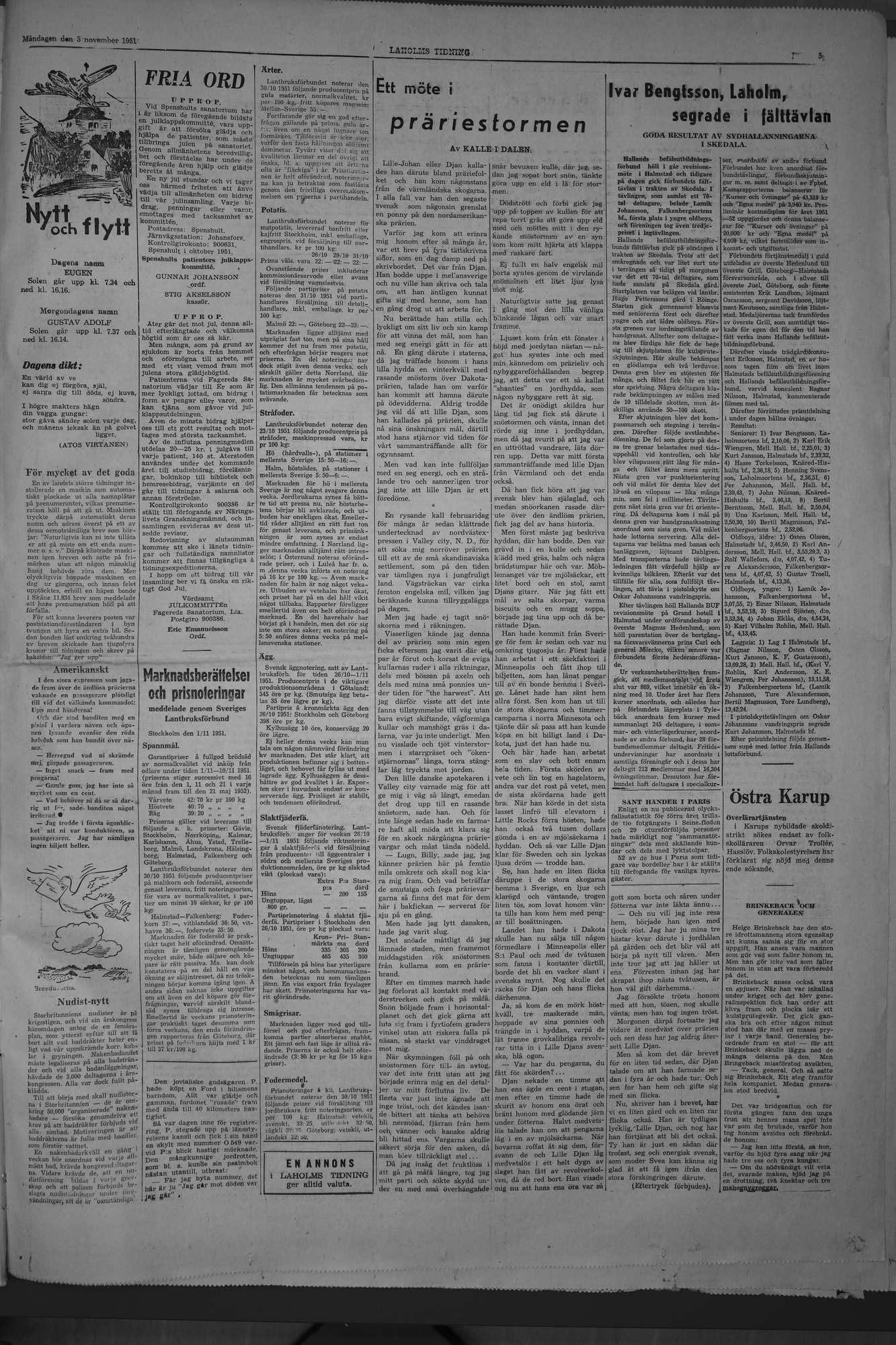 Laholms Tidning Måndag 5 november 1951, sida 5