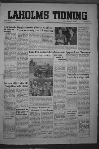 Förstasidan, Onsdag 5 september 1951