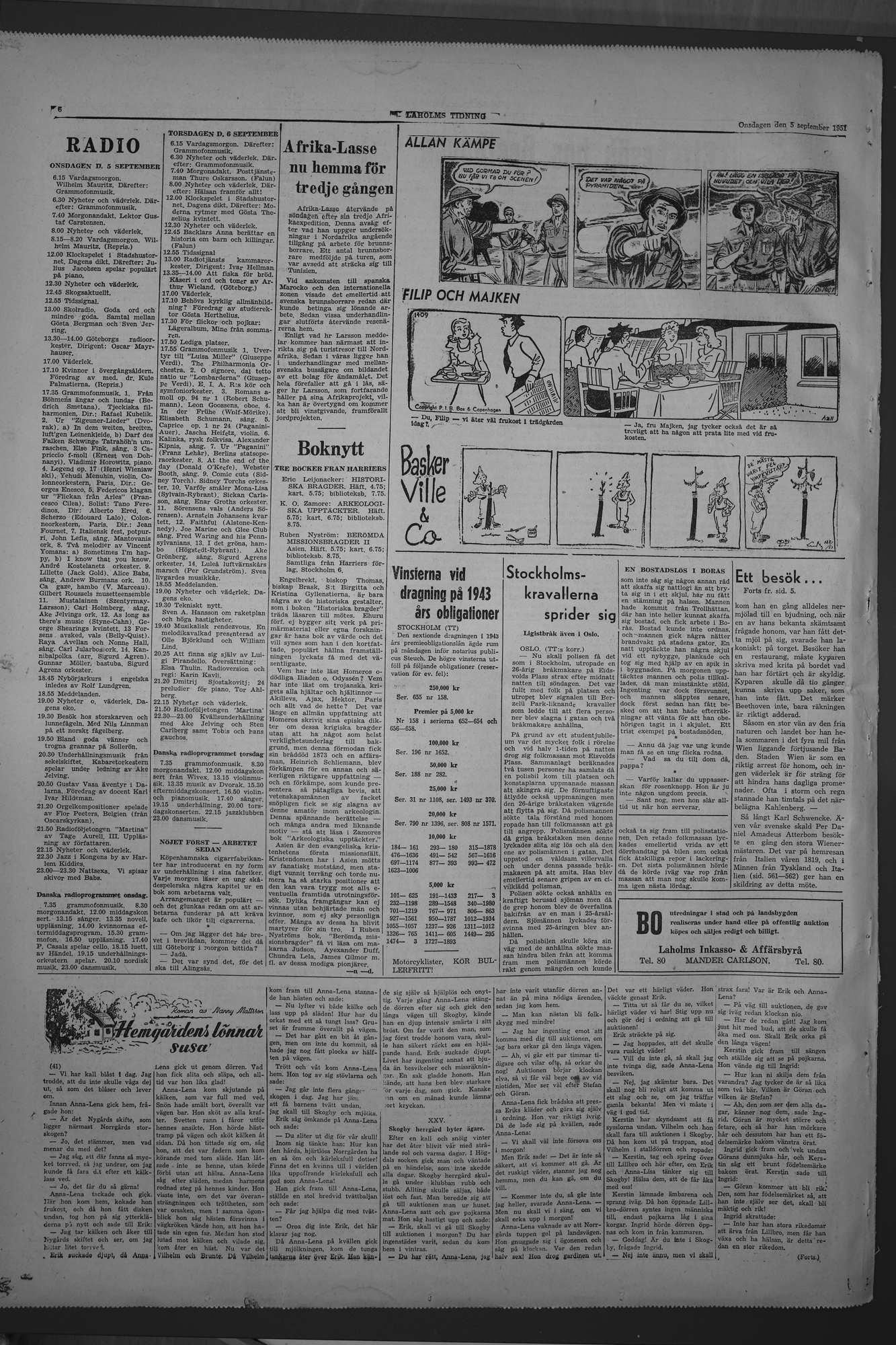 Laholms Tidning Onsdag 5 september 1951, sida 6