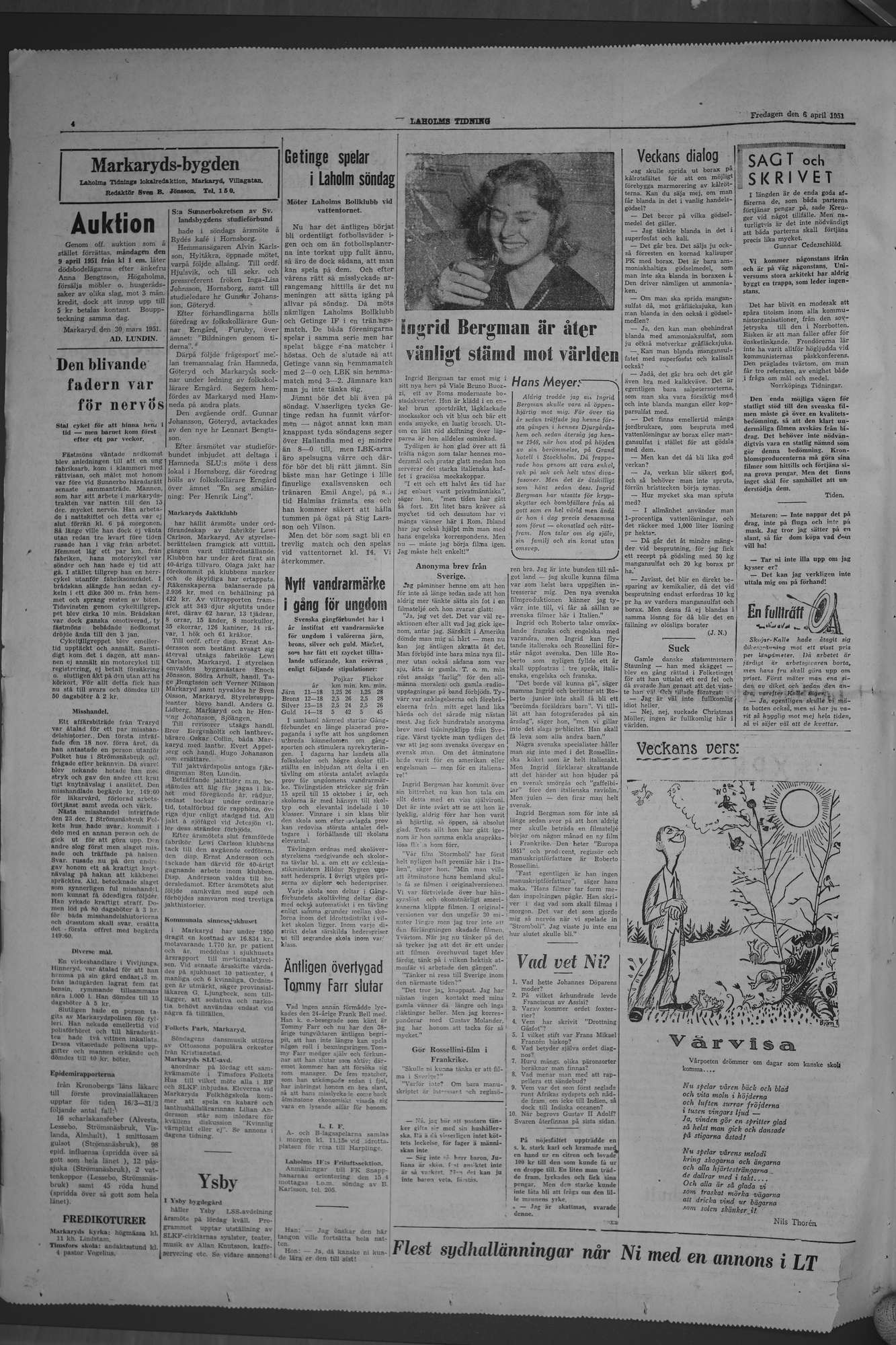 Laholms Tidning Fredag 6 april 1951, sida 4