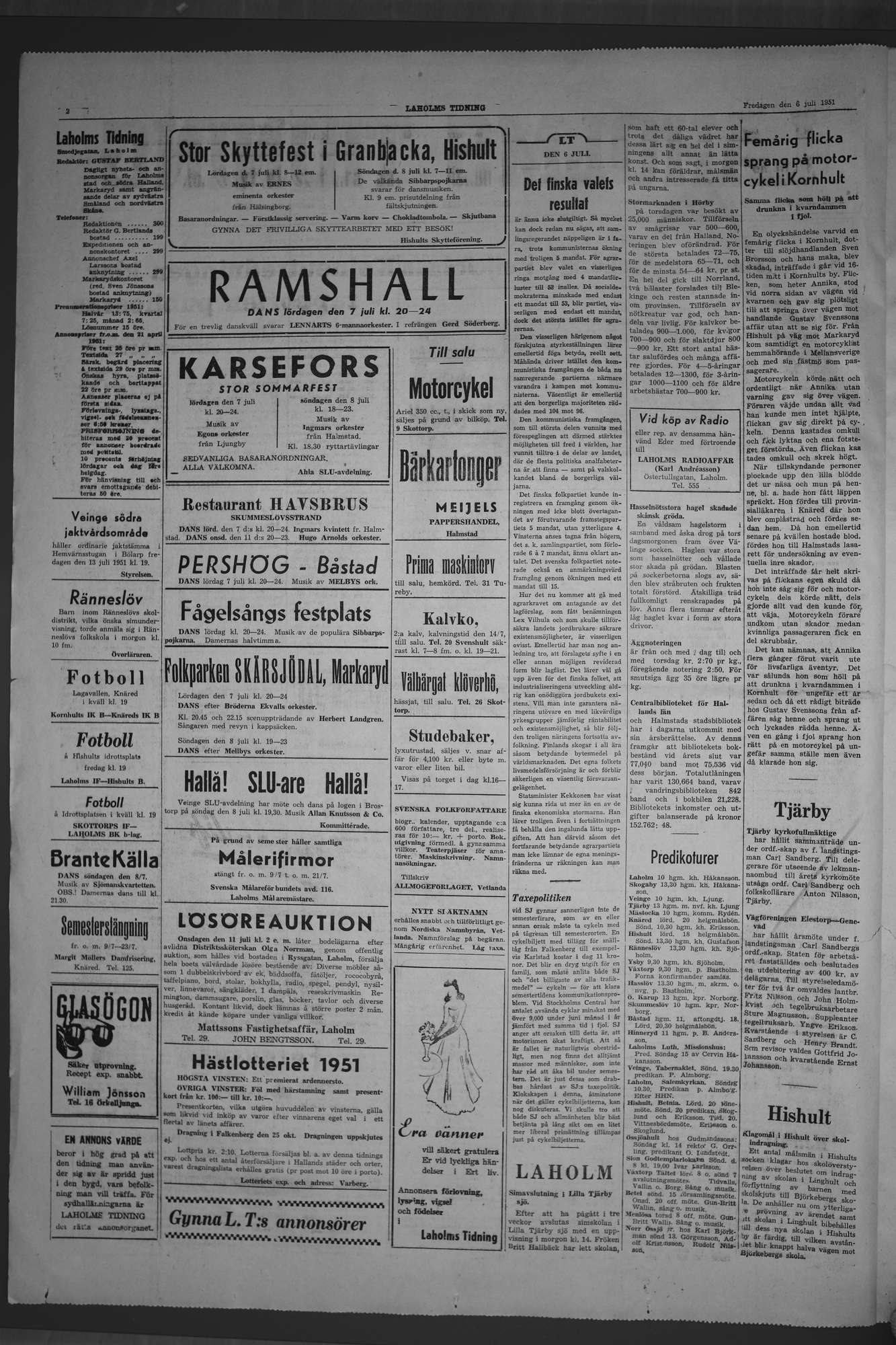 Laholms Tidning Fredag 6 juli 1951, sida 2