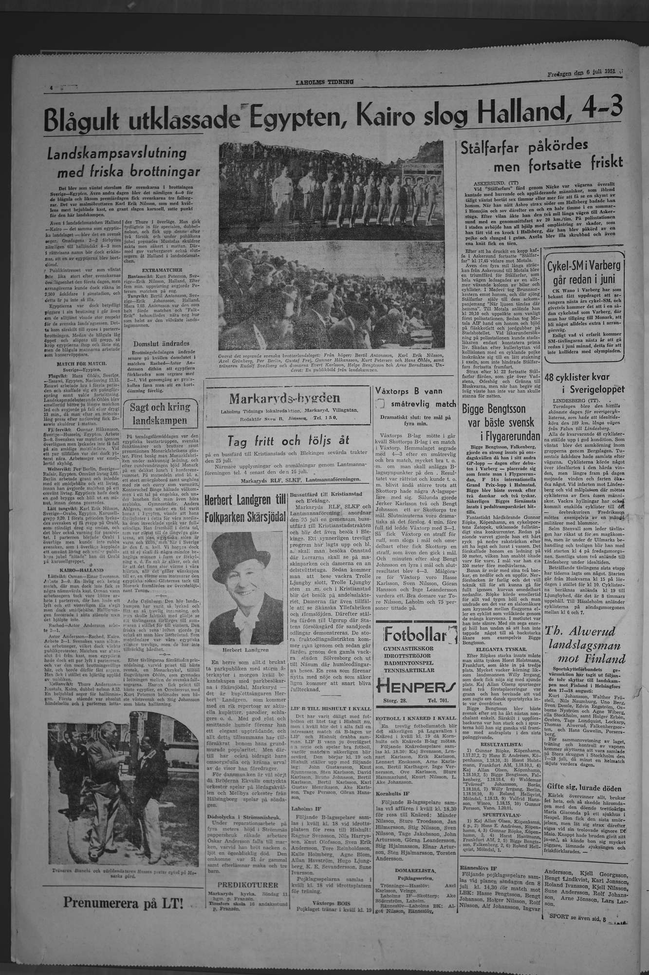 Laholms Tidning Fredag 6 juli 1951, sida 4