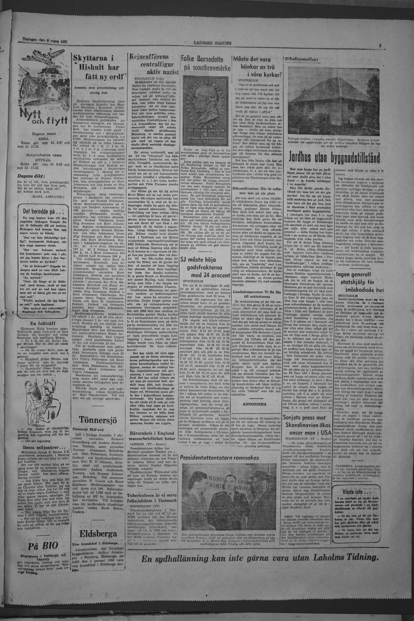 Laholms Tidning Tisdag 6 mars 1951, sida 5