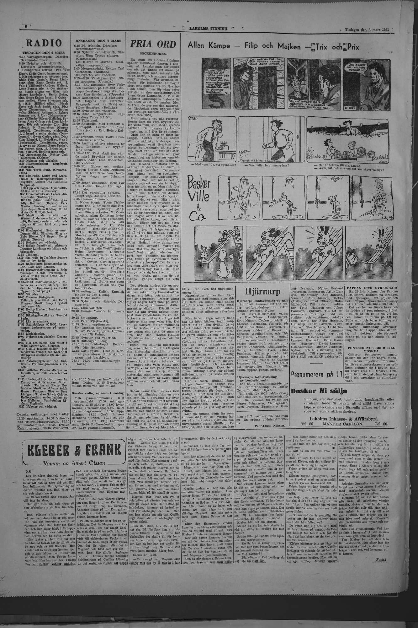 Laholms Tidning Tisdag 6 mars 1951, sida 6