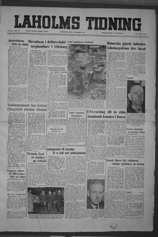 Förstasidan, Lördag 6 oktober 1951