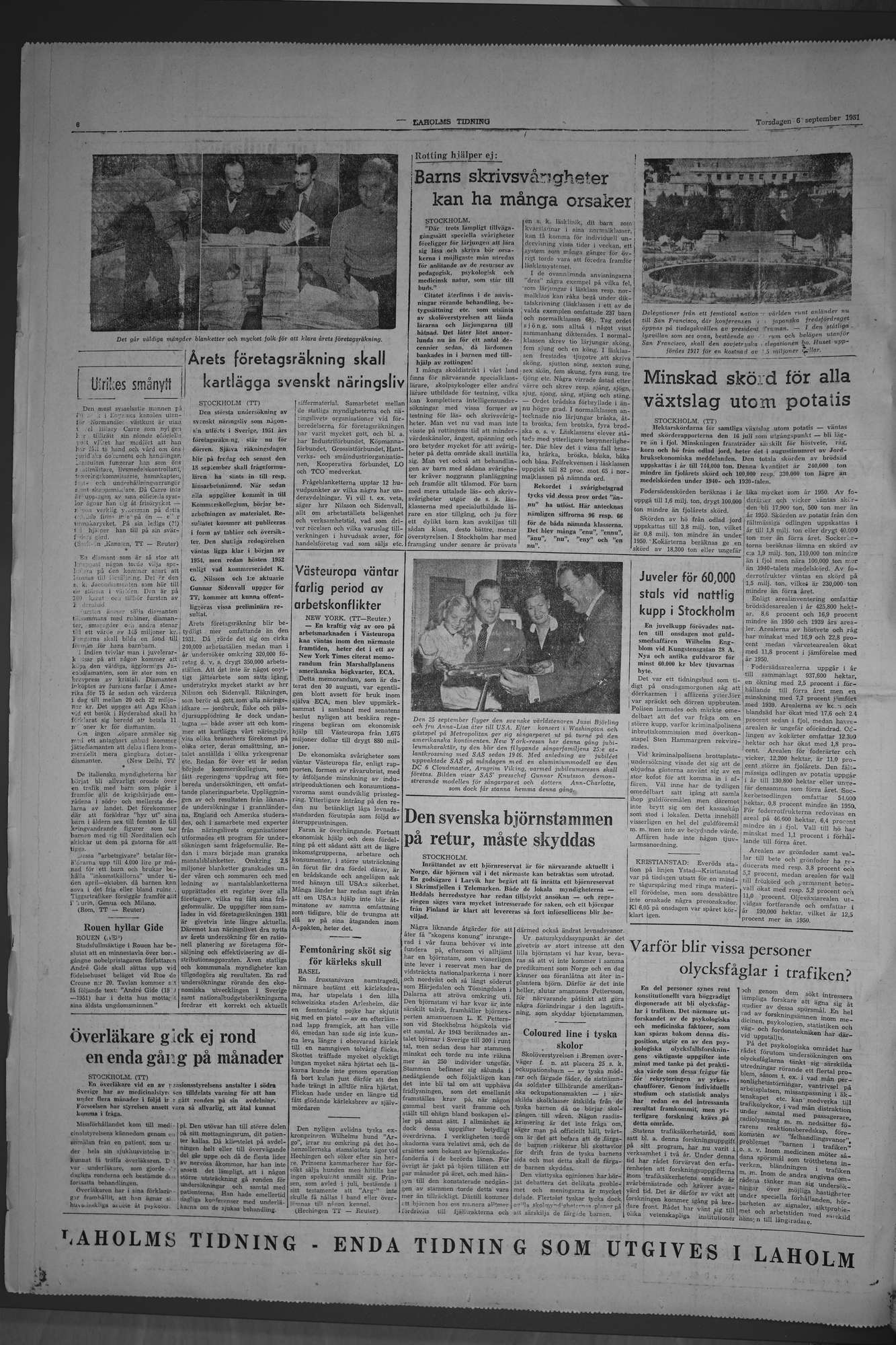 Laholms Tidning Torsdag 6 september 1951, sida 6