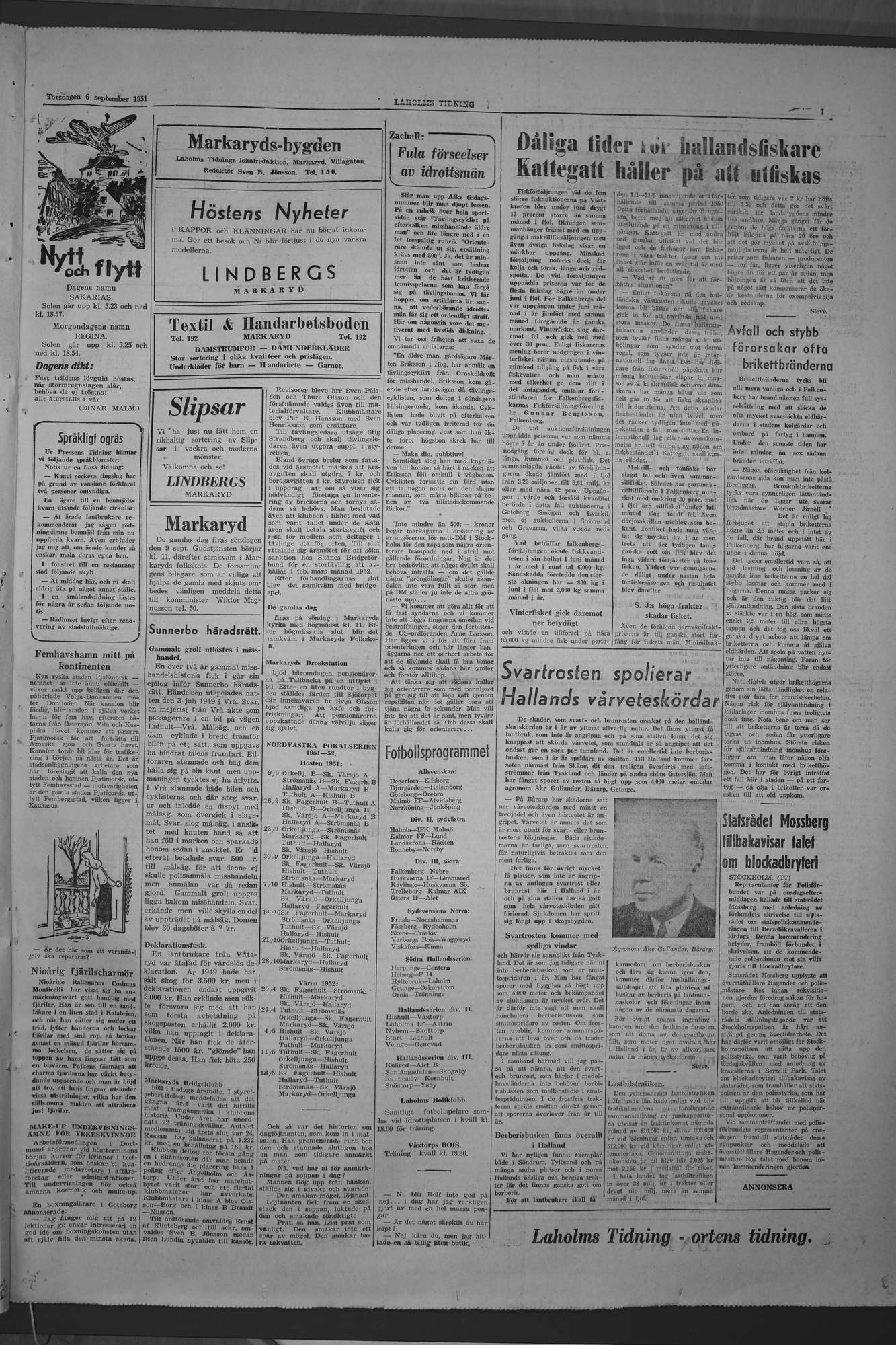 Laholms Tidning Torsdag 6 september 1951, sida 7