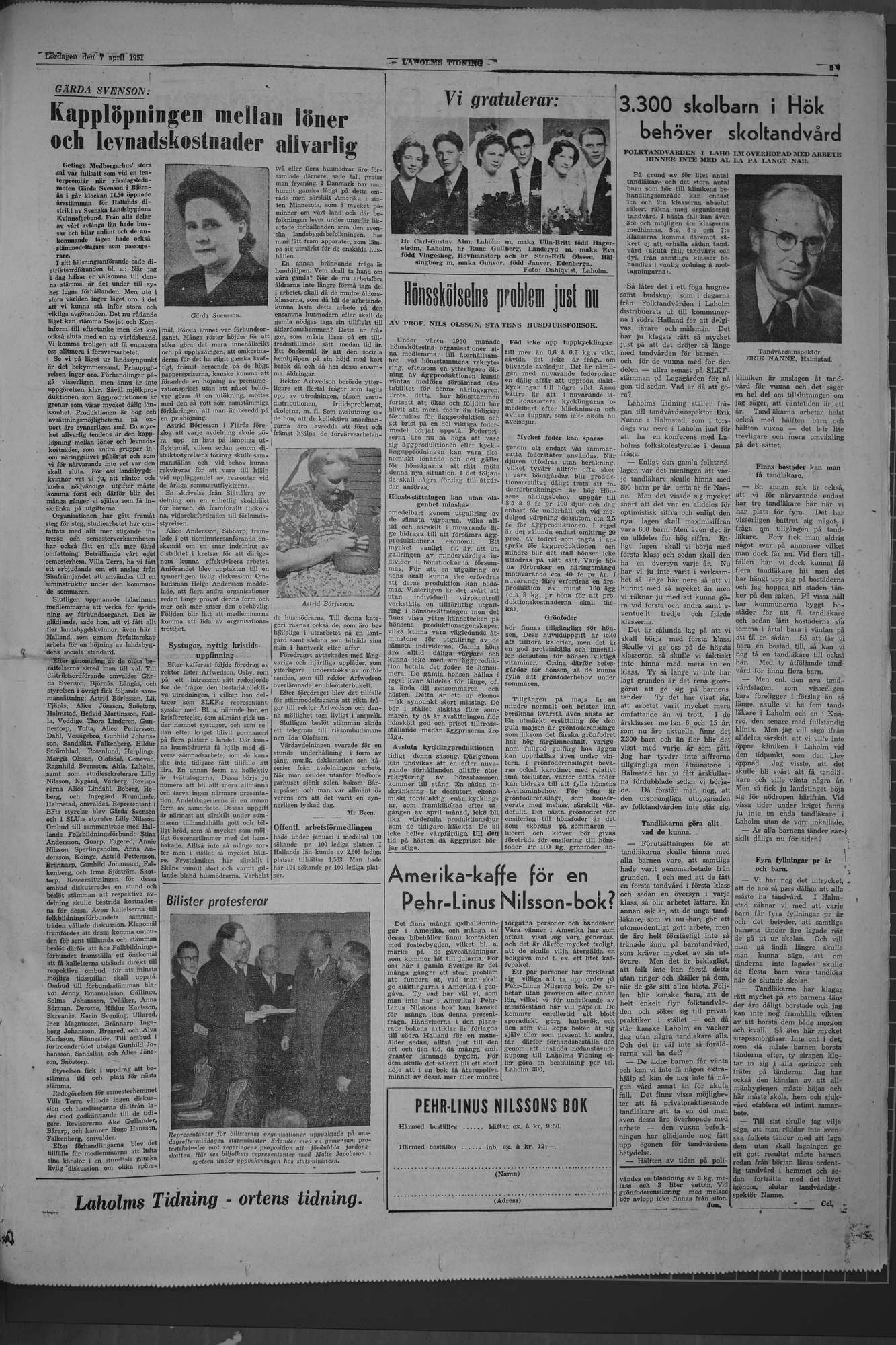 Laholms Tidning Lördag 7 april 1951, sida 6