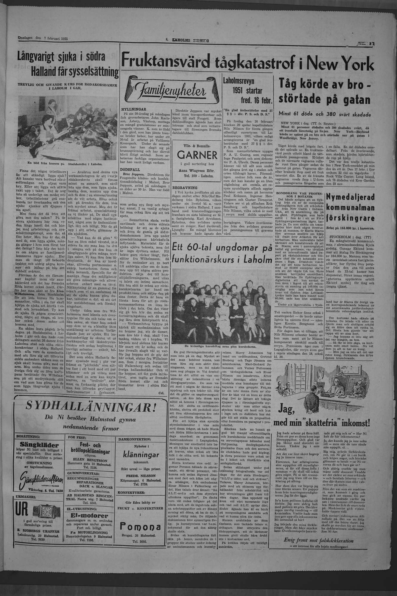 Laholms Tidning Onsdag 7 februari 1951, sida 3