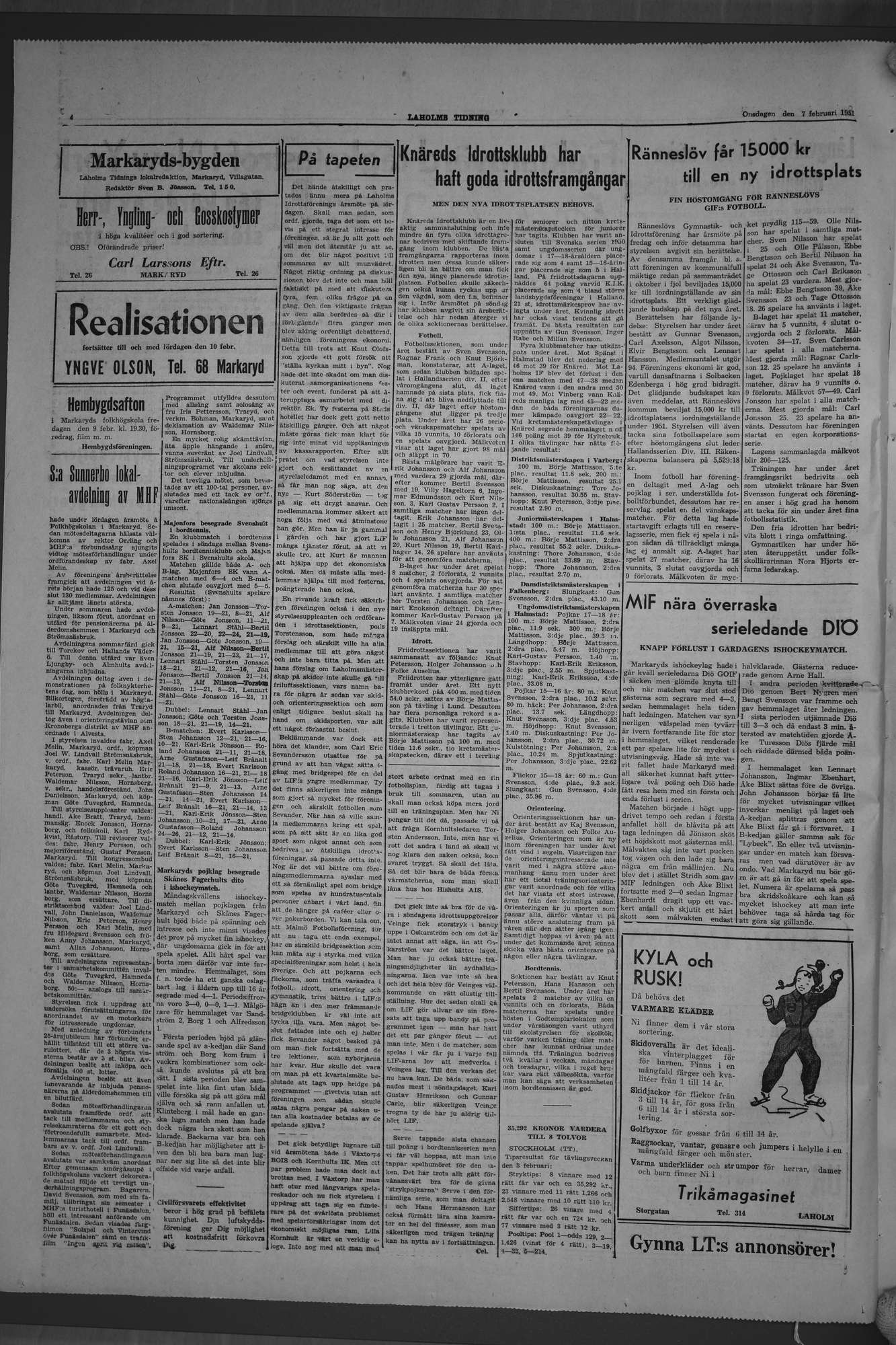 Laholms Tidning Onsdag 7 februari 1951, sida 4