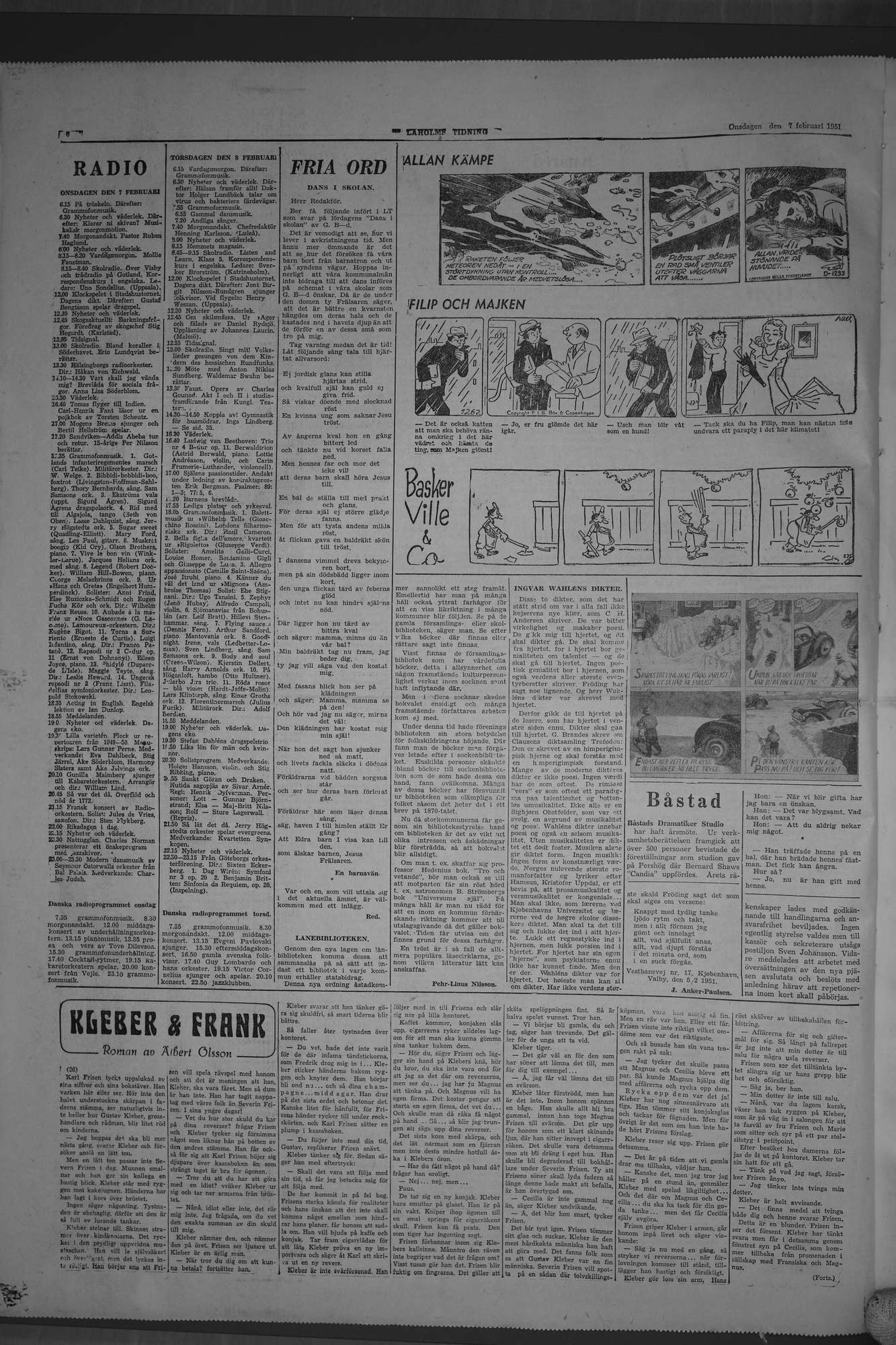 Laholms Tidning Onsdag 7 februari 1951, sida 6