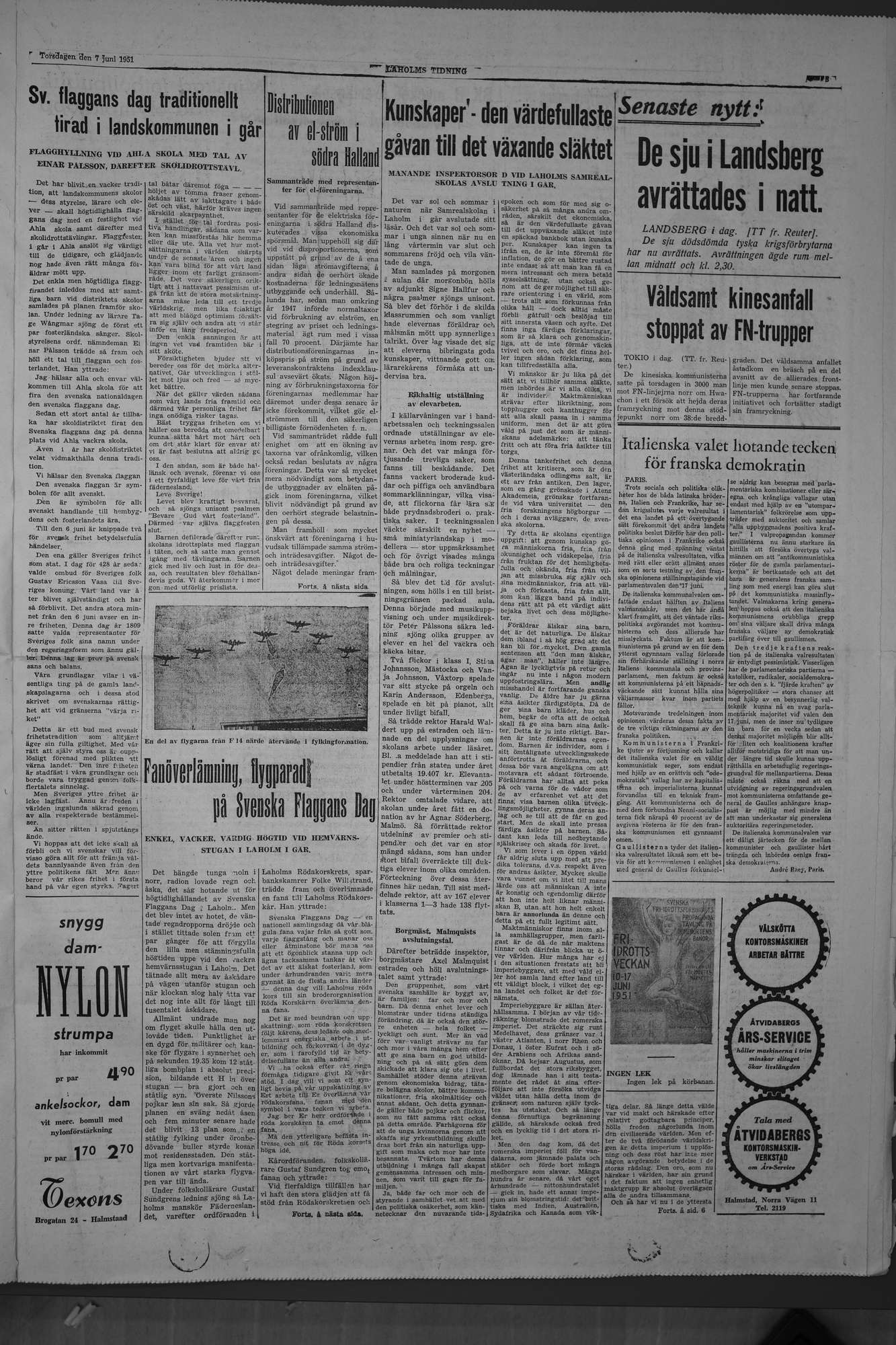 Laholms Tidning Torsdag 7 juni 1951, sida 3