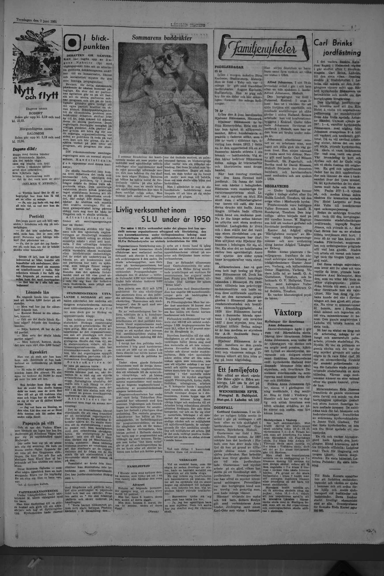 Laholms Tidning Torsdag 7 juni 1951, sida 5