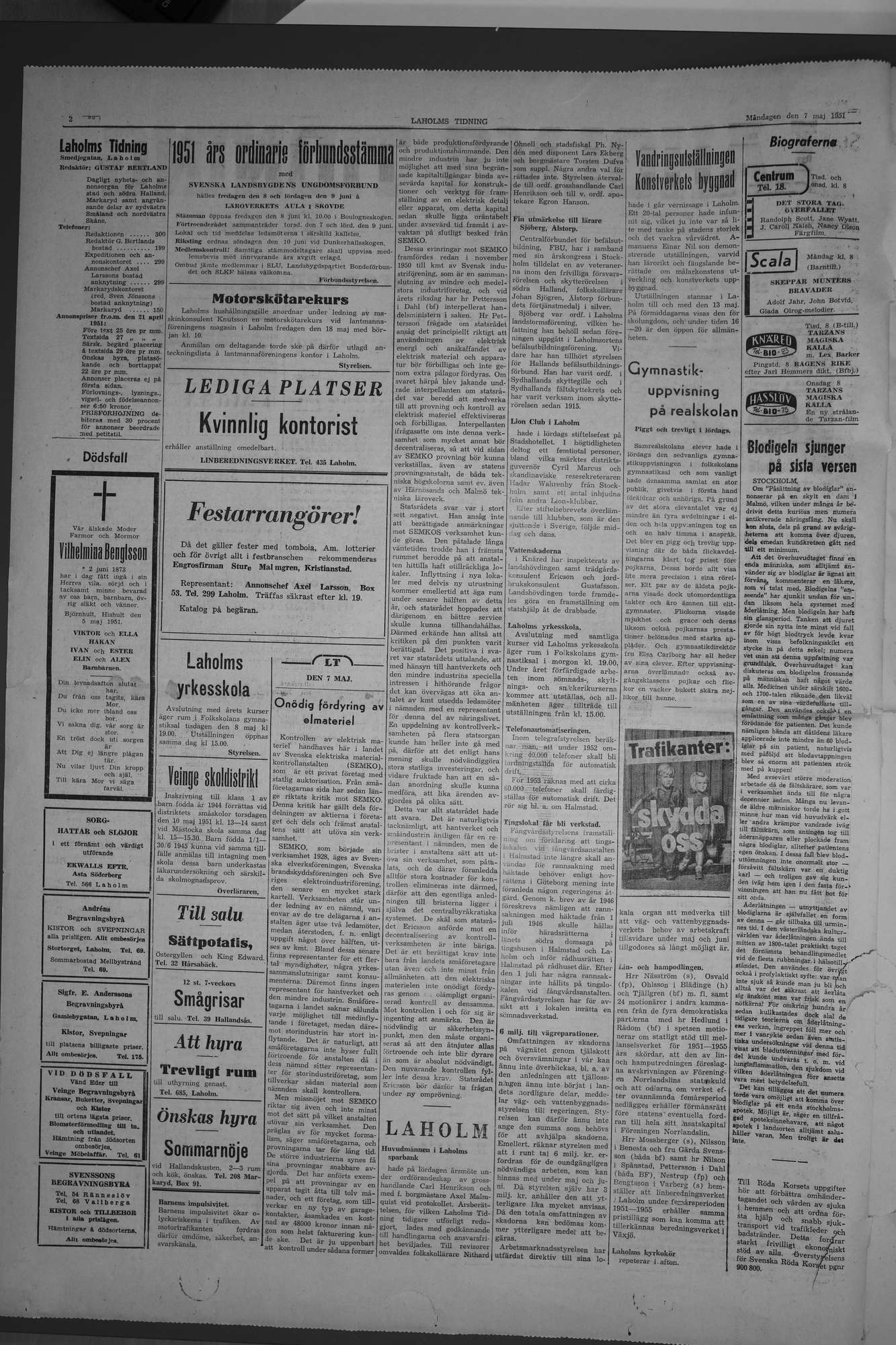 Laholms Tidning Måndag 7 maj 1951, sida 2