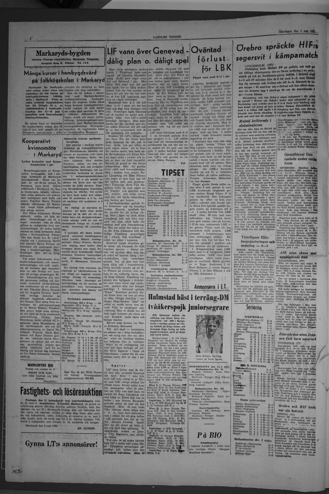 Laholms Tidning Måndag 7 maj 1951, sida 4