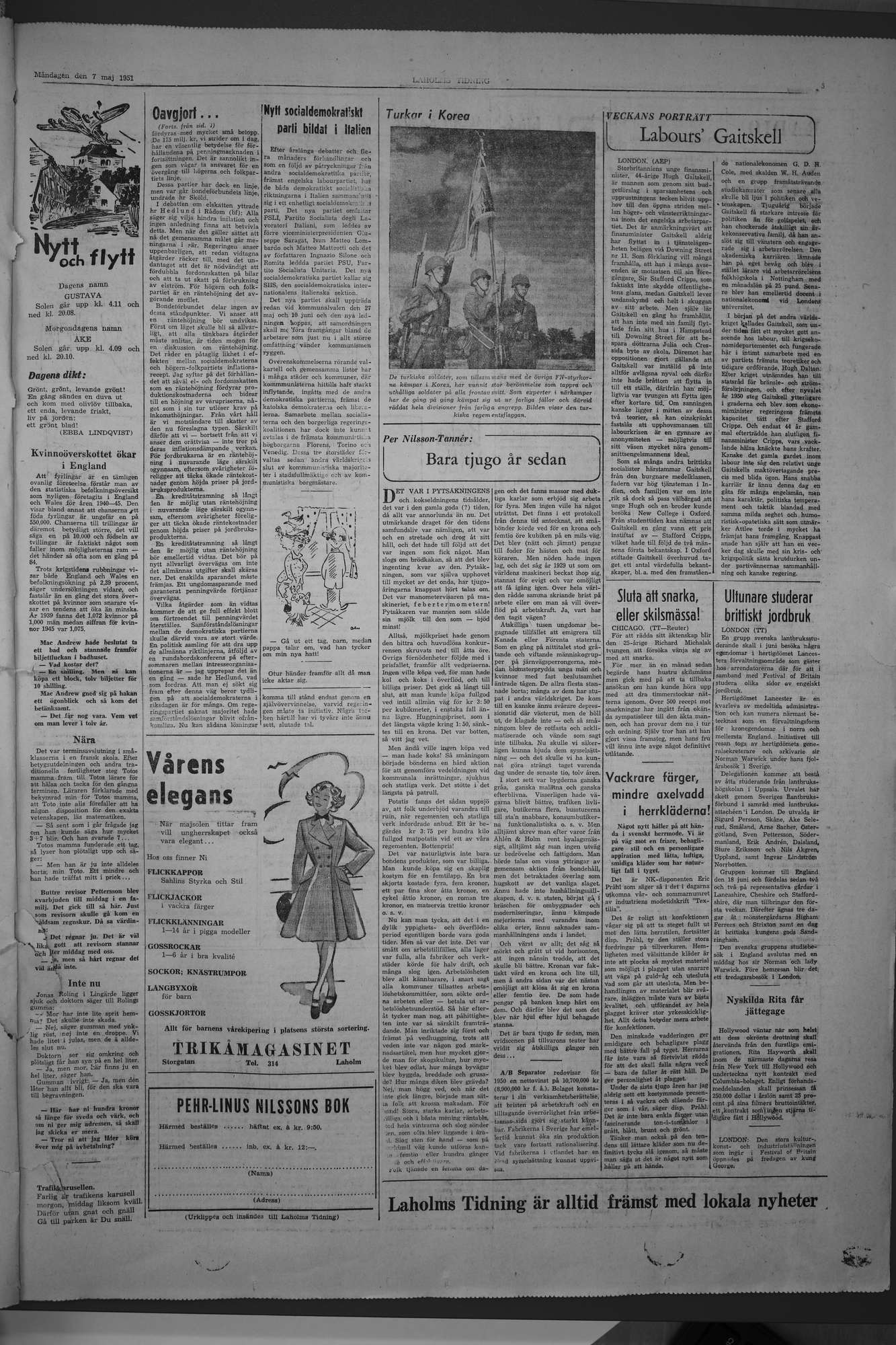 Laholms Tidning Måndag 7 maj 1951, sida 5