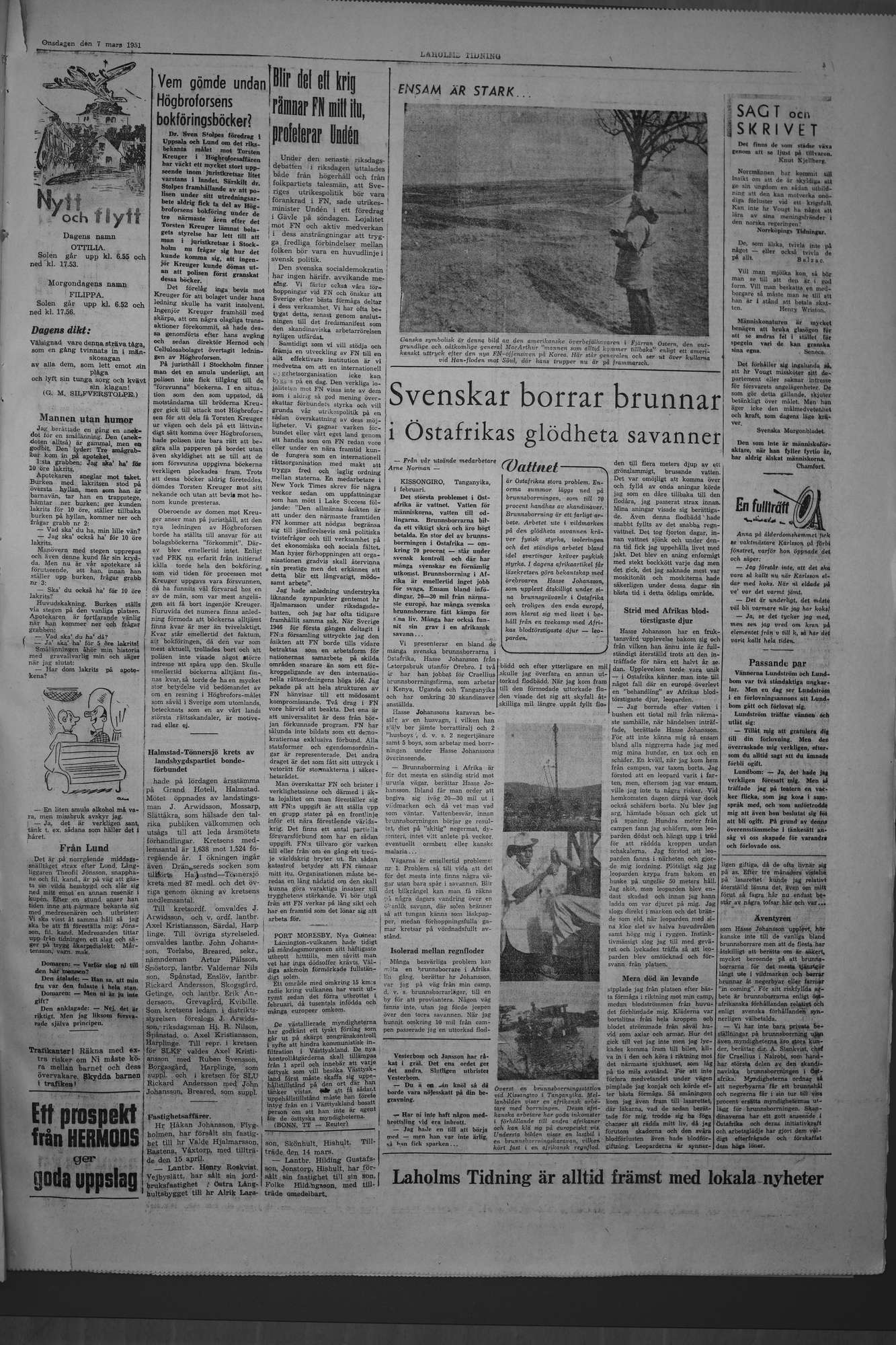 Laholms Tidning Onsdag 7 mars 1951, sida 5