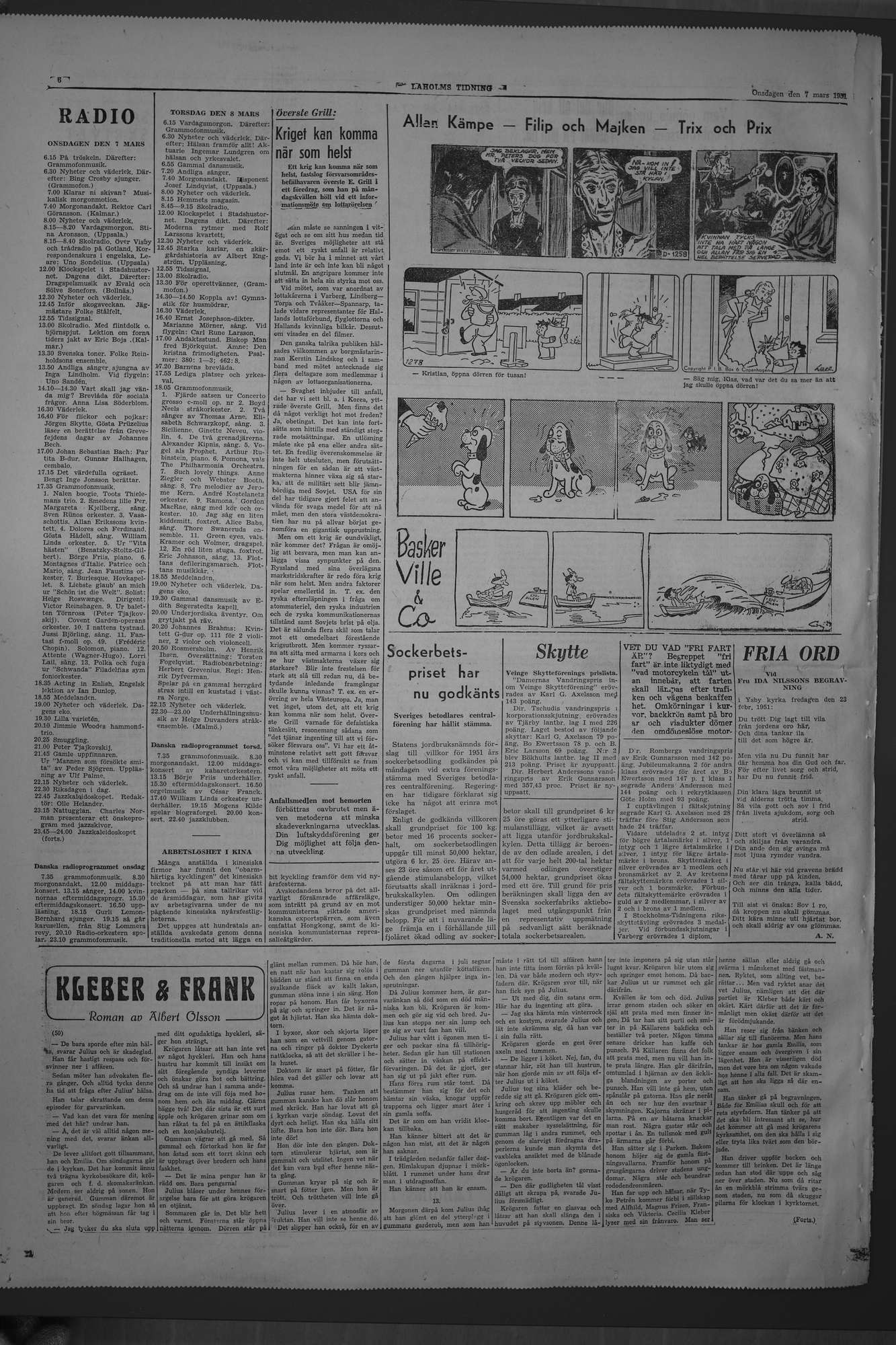 Laholms Tidning Onsdag 7 mars 1951, sida 6